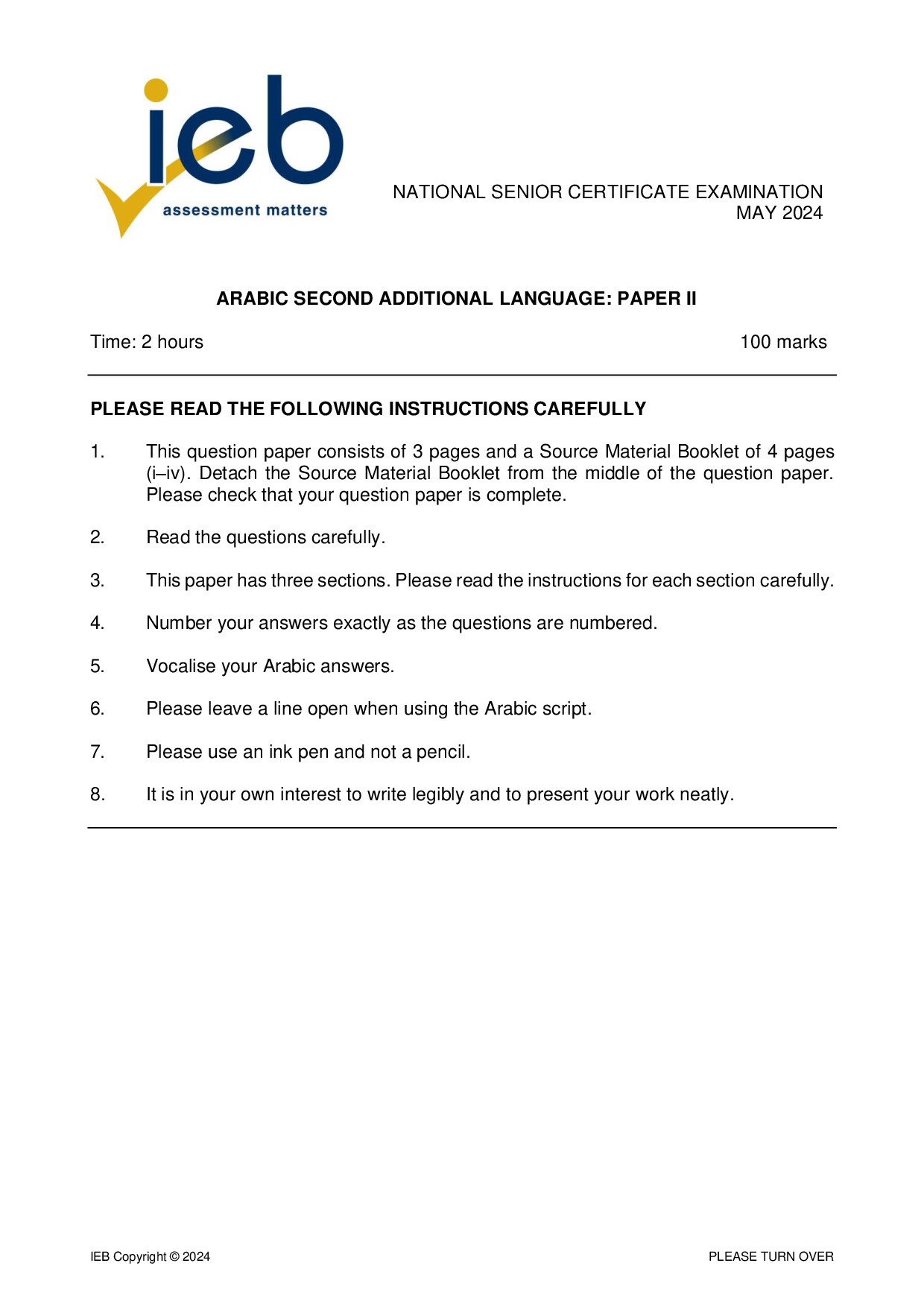 Preview of NSC Arabic SAL P2 May 2024 Gr12