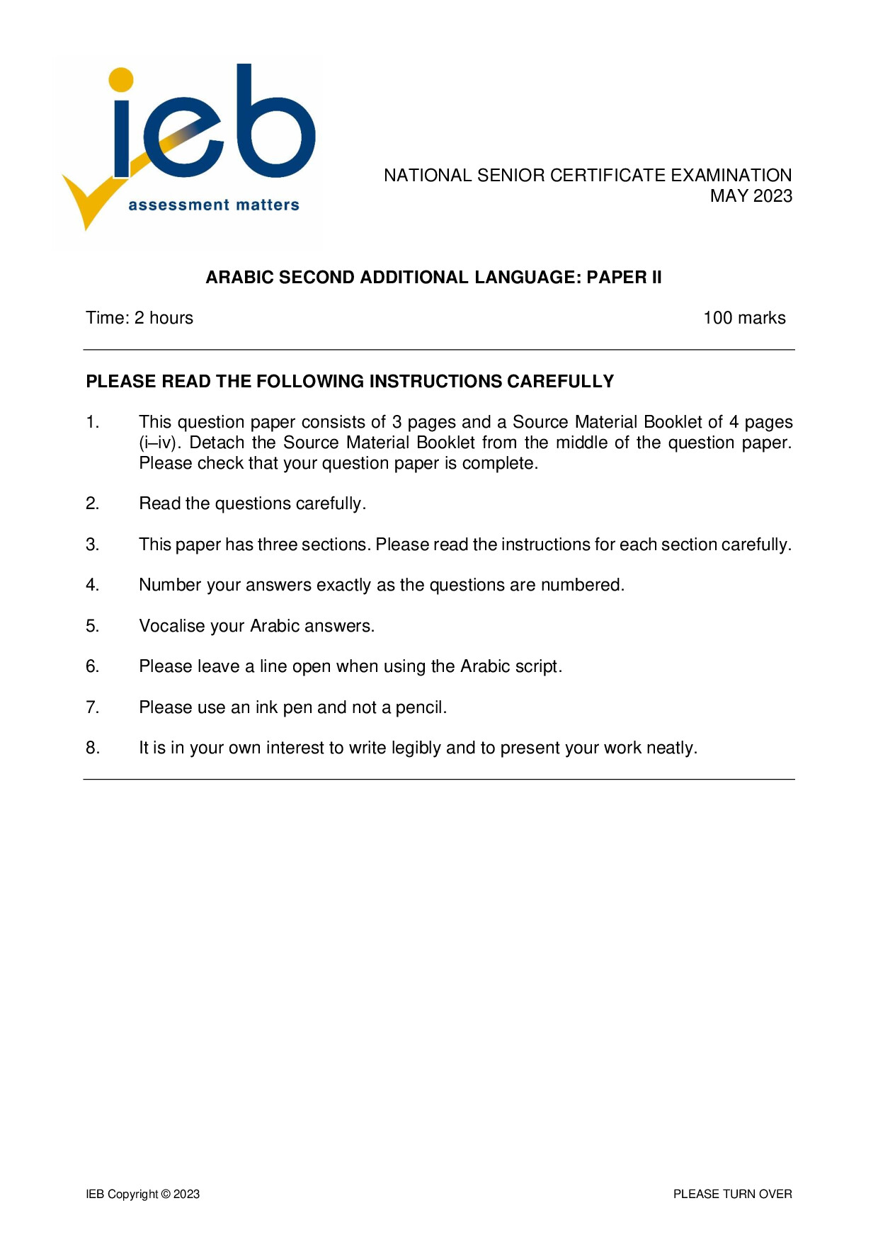 Preview of NSC Arabic SAL P2 May 2023 Gr12