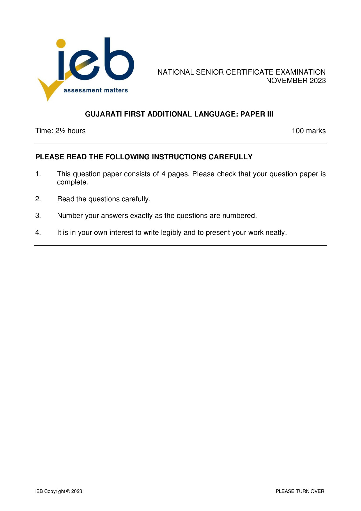 Preview of NSC Gujarati FAL P3 2023 Gr12