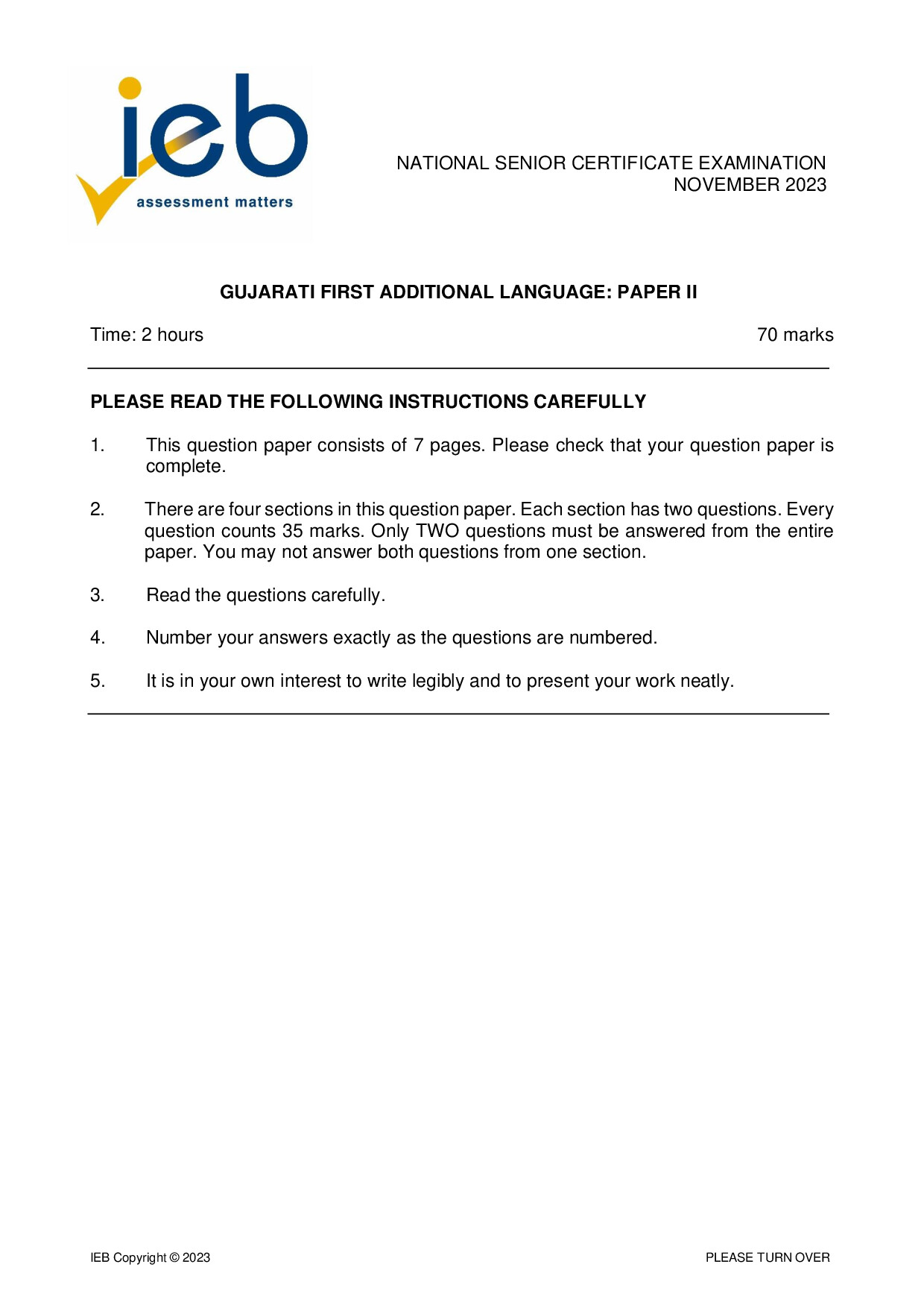 Preview of NSC Gujarati FAL P2 2023 Gr12