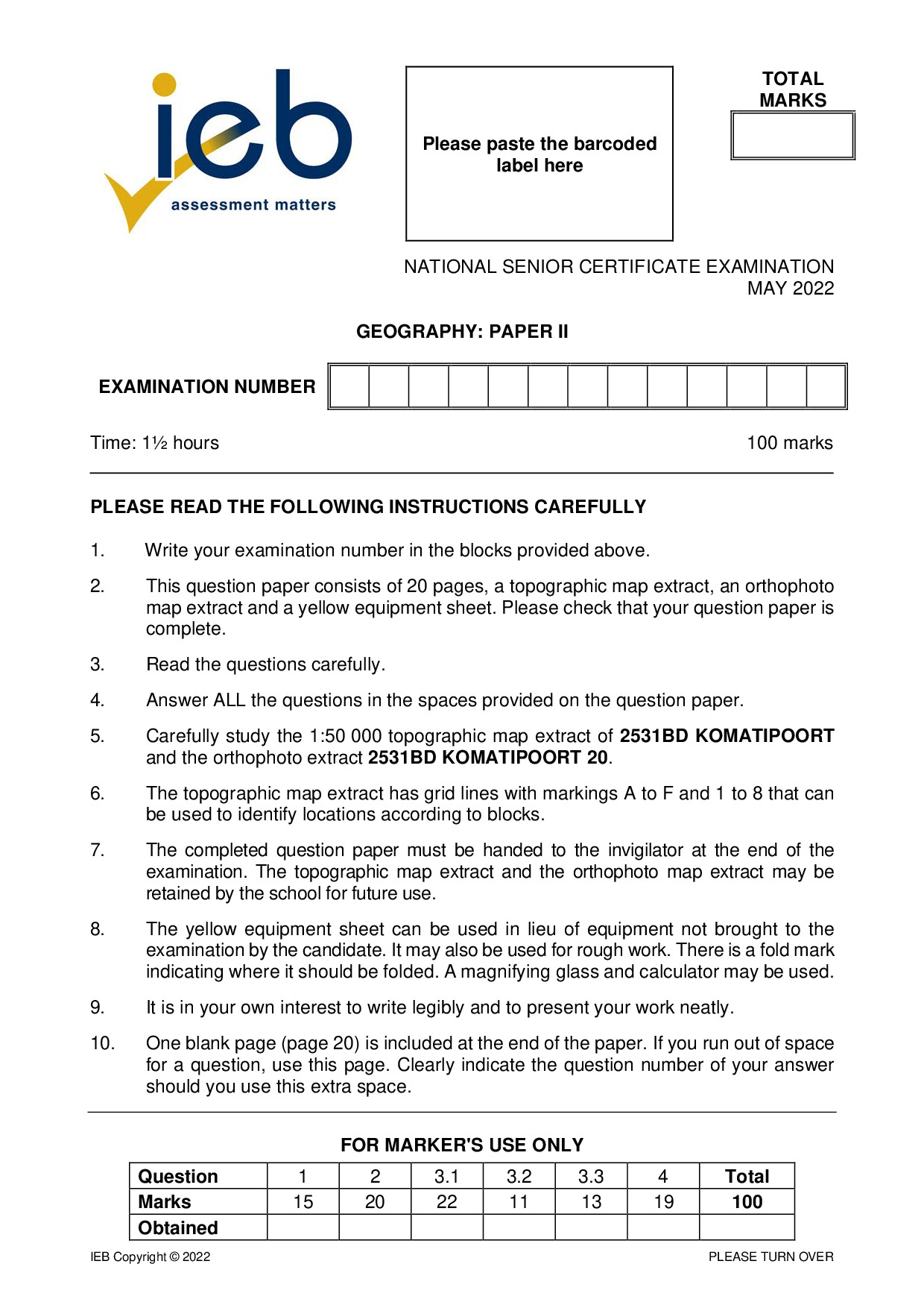 Preview of Geography P2 May 2022 Gr12