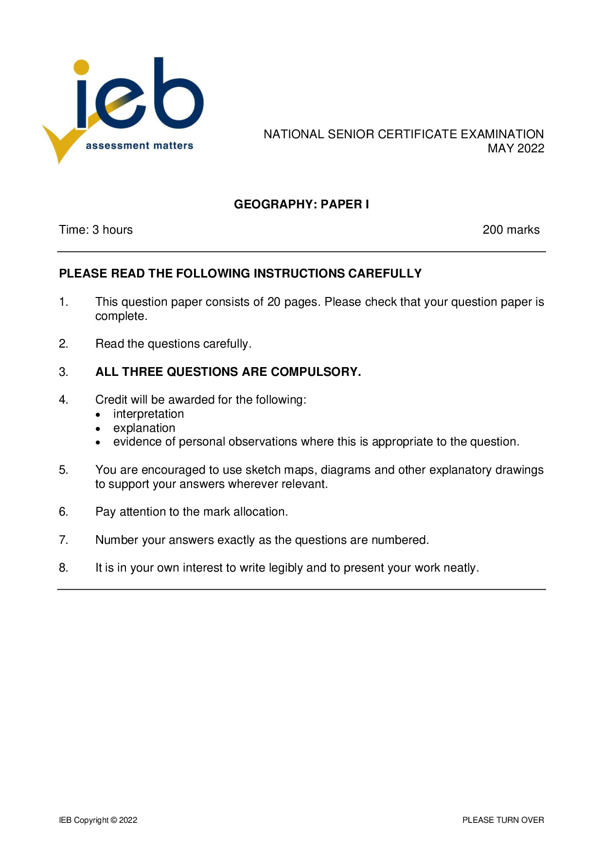 Preview of Geography P1 May 2022 Gr12