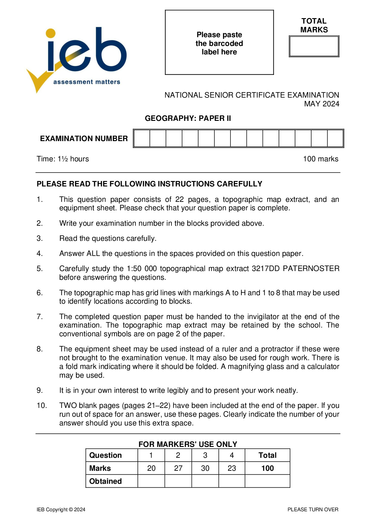 Preview of NSC Geography P2 May 2024 Gr12