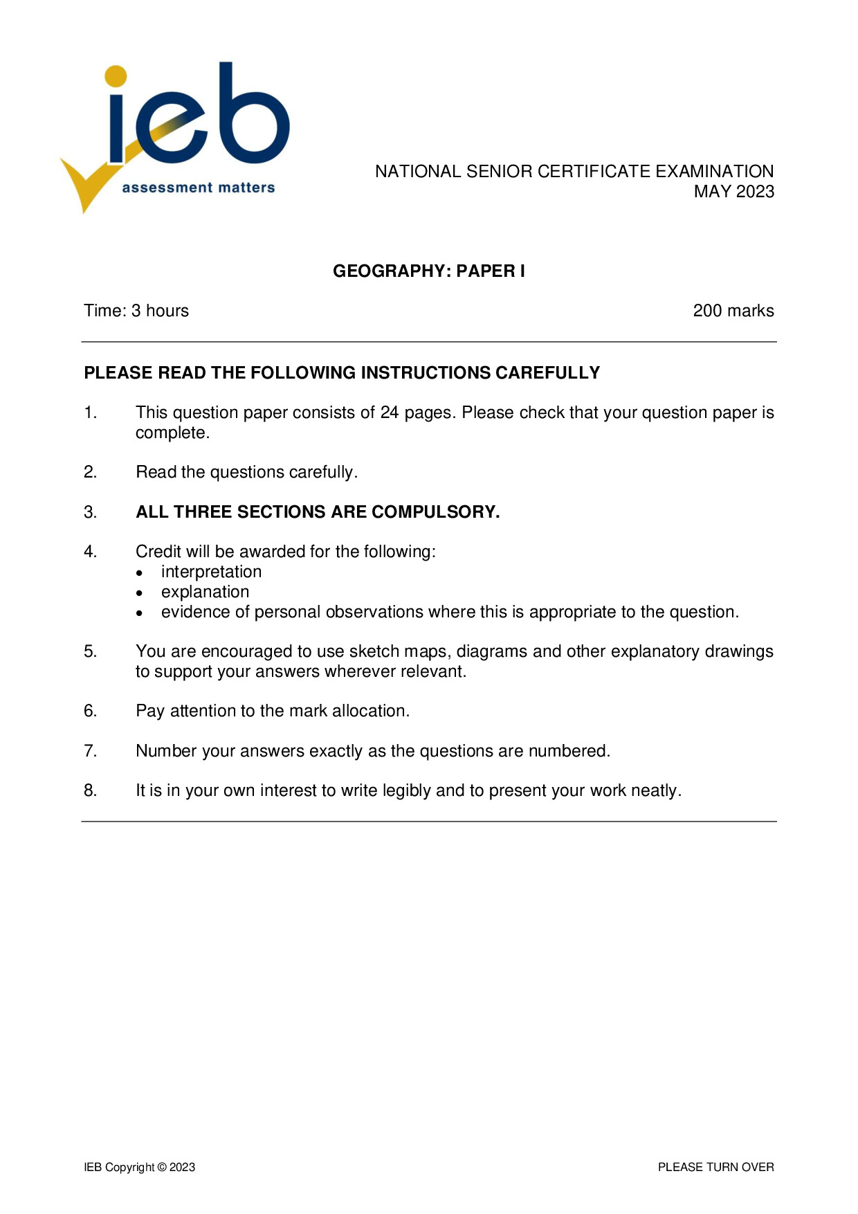 Preview of NSC Geography P1 May 2023 Gr12