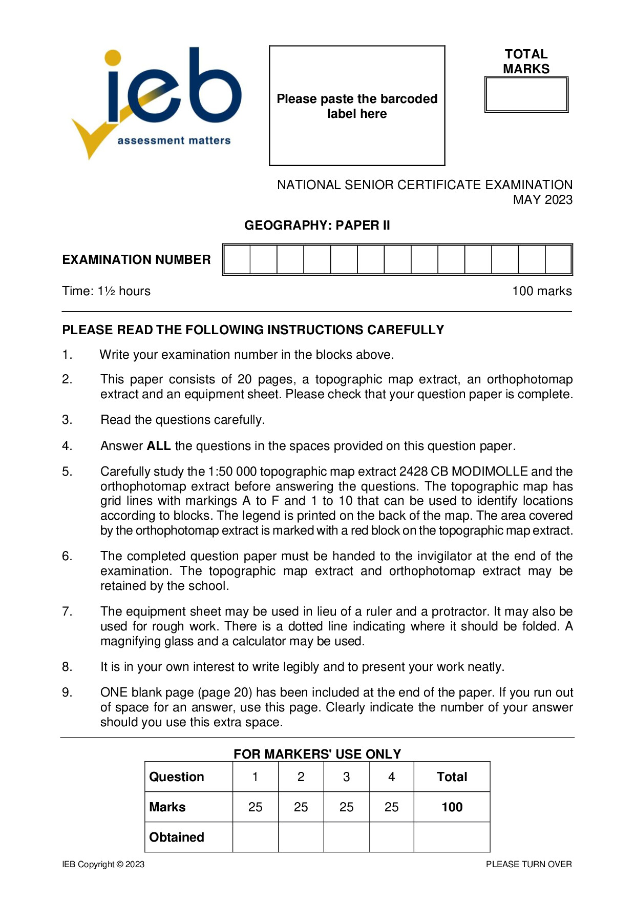 Preview of NSC Geography P2 May 2023 Gr12