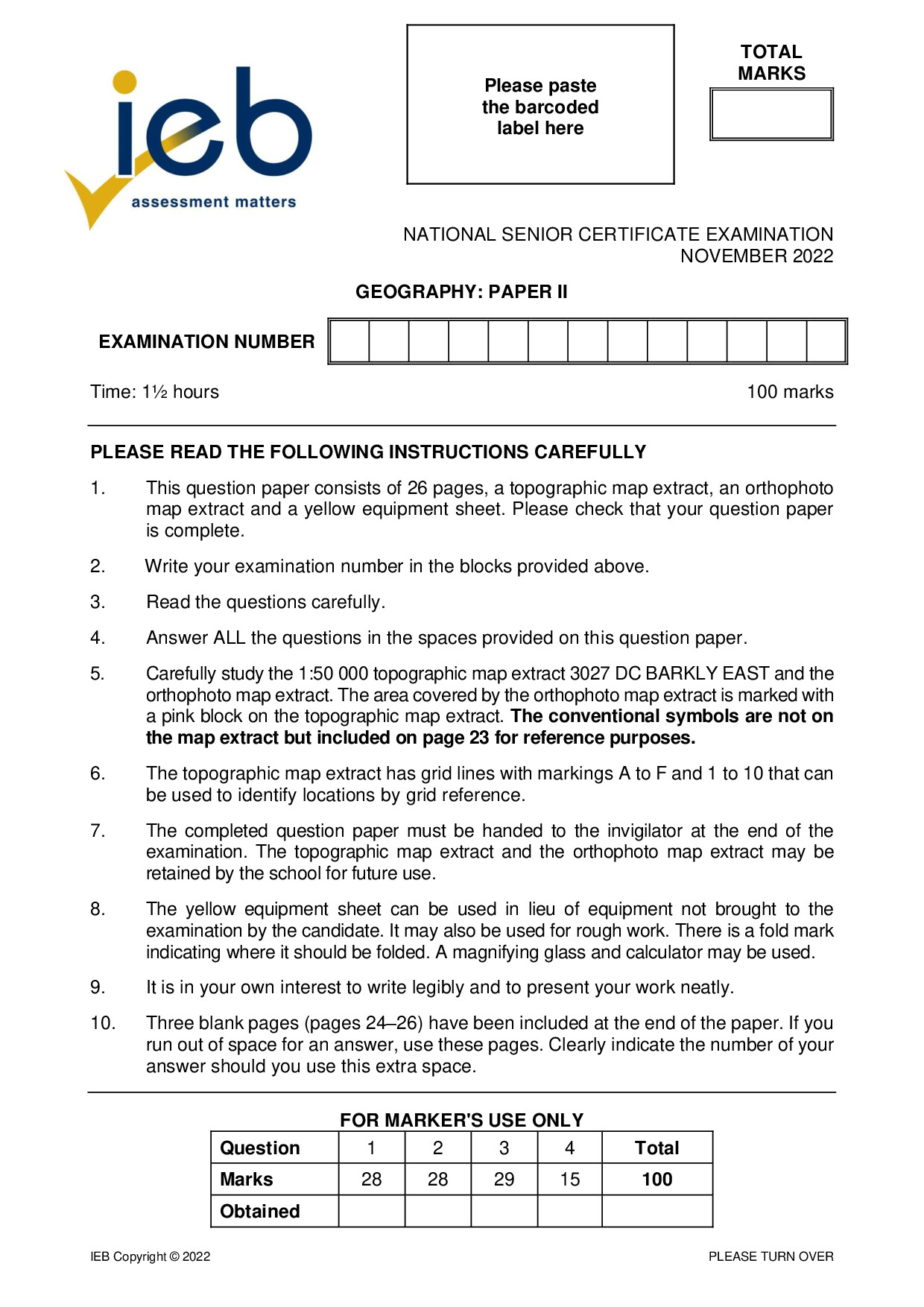 Preview of Geography P2 2022 Gr12