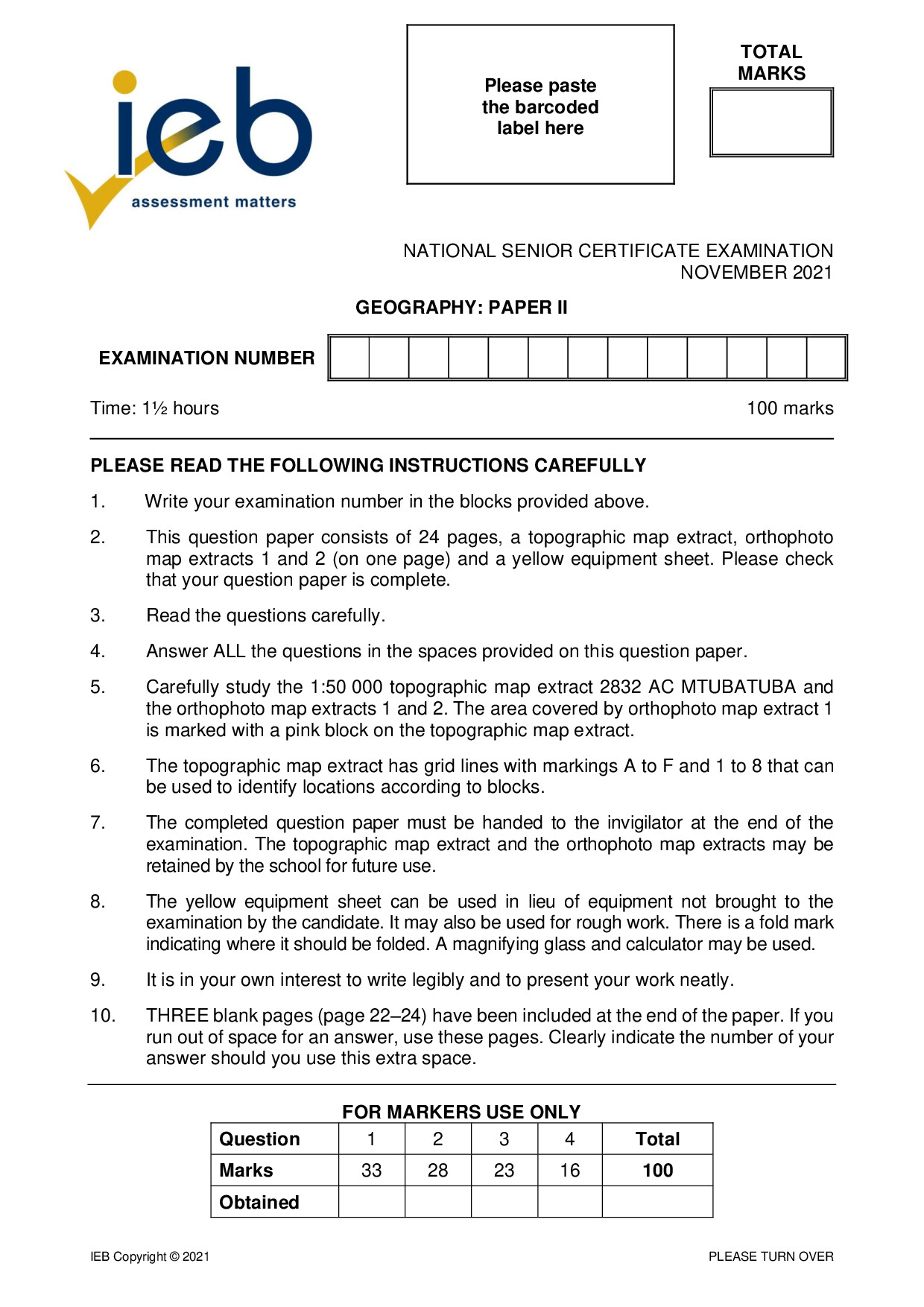 Preview of Geography P2 2021 Gr12