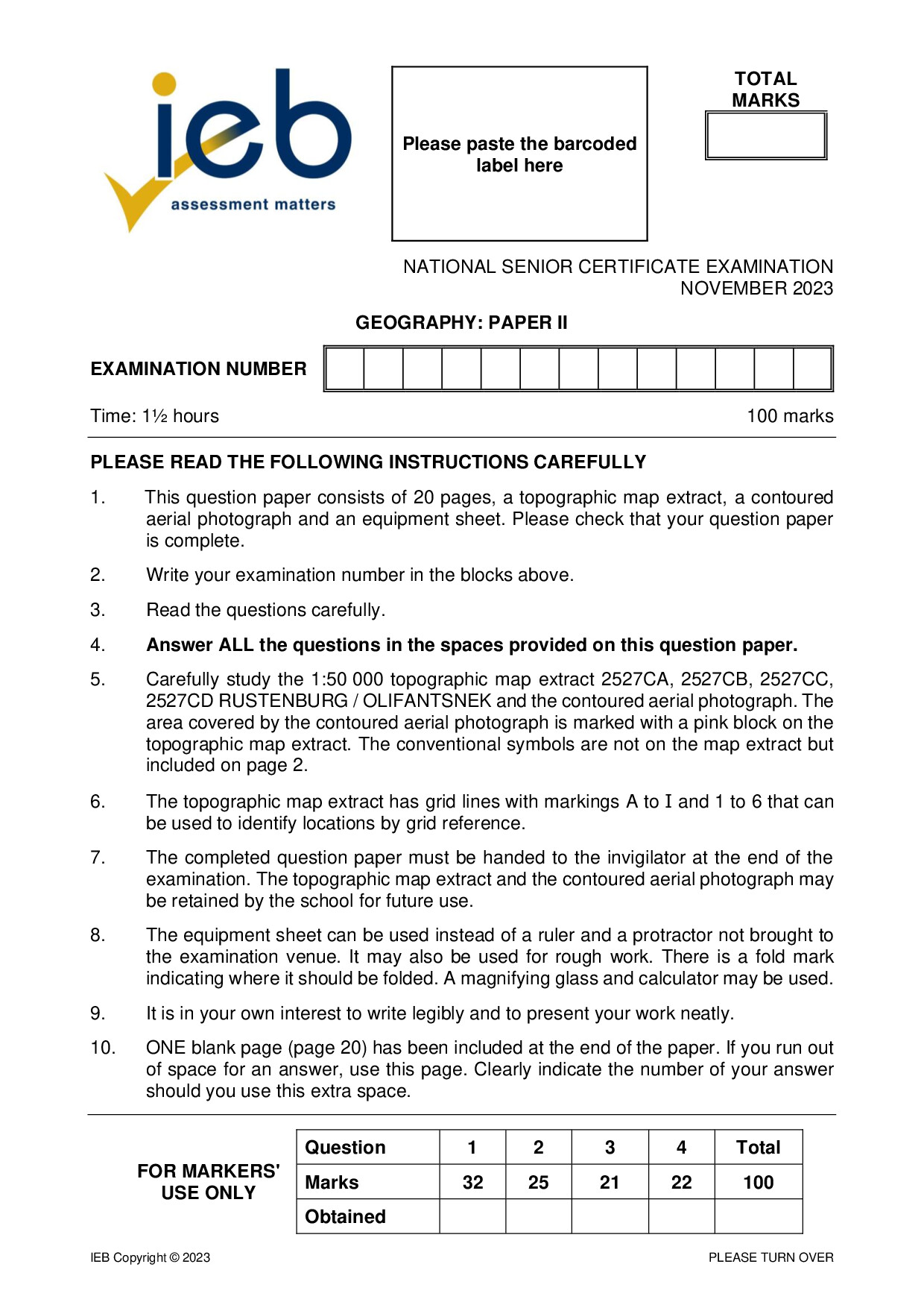 Preview of NSC Geography P2 2023 Gr12