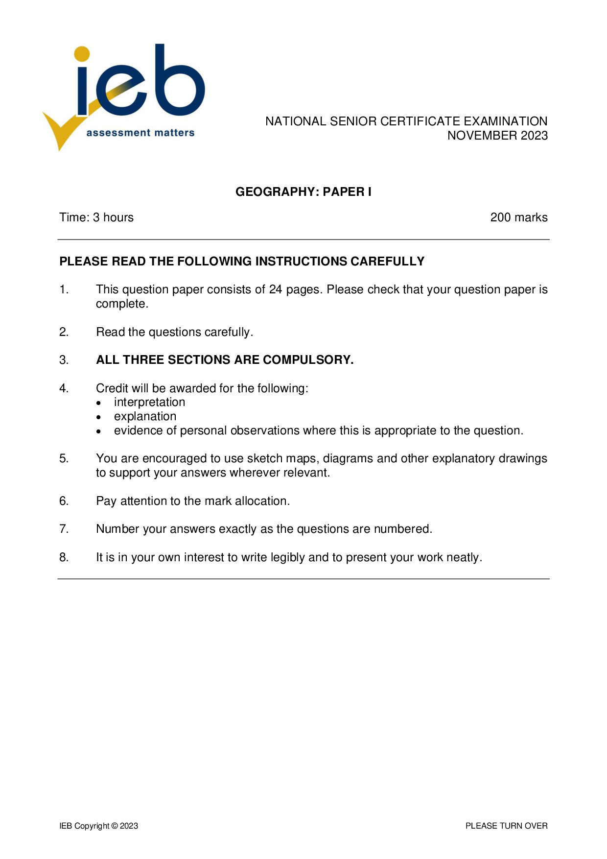 Preview of NSC Geography P1 2023 Gr12
