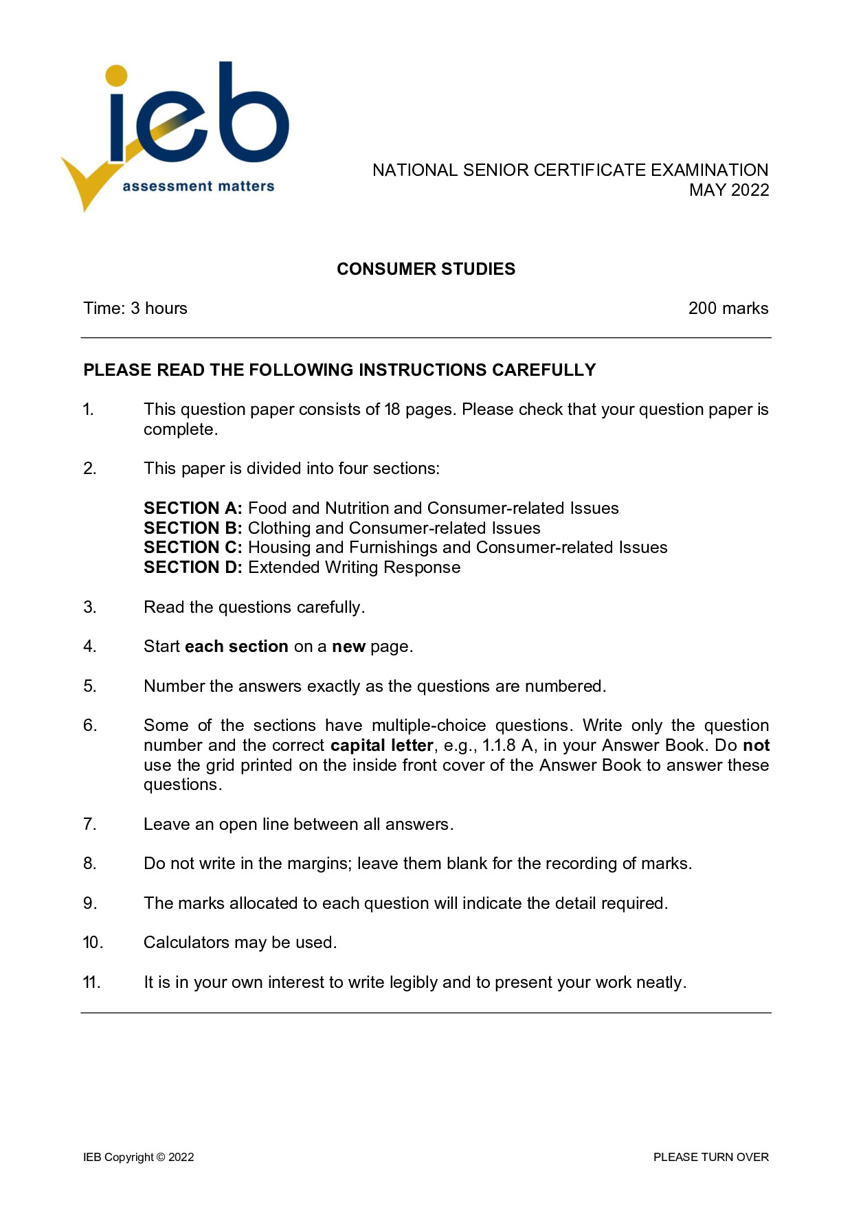 Preview of Consumer Studies May 2022 Gr12