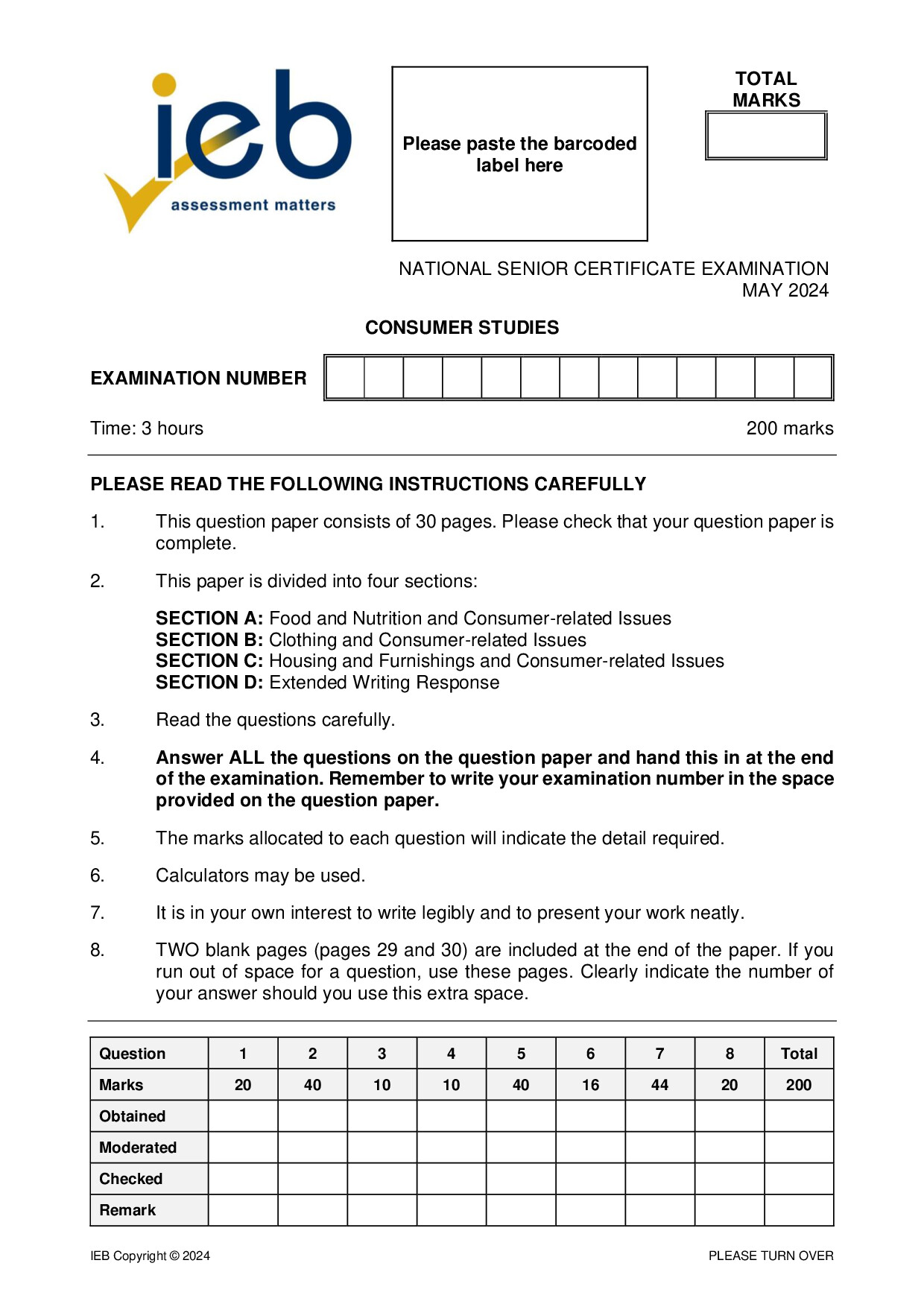 Preview of NSC Consumer Studies May 2024 Gr12