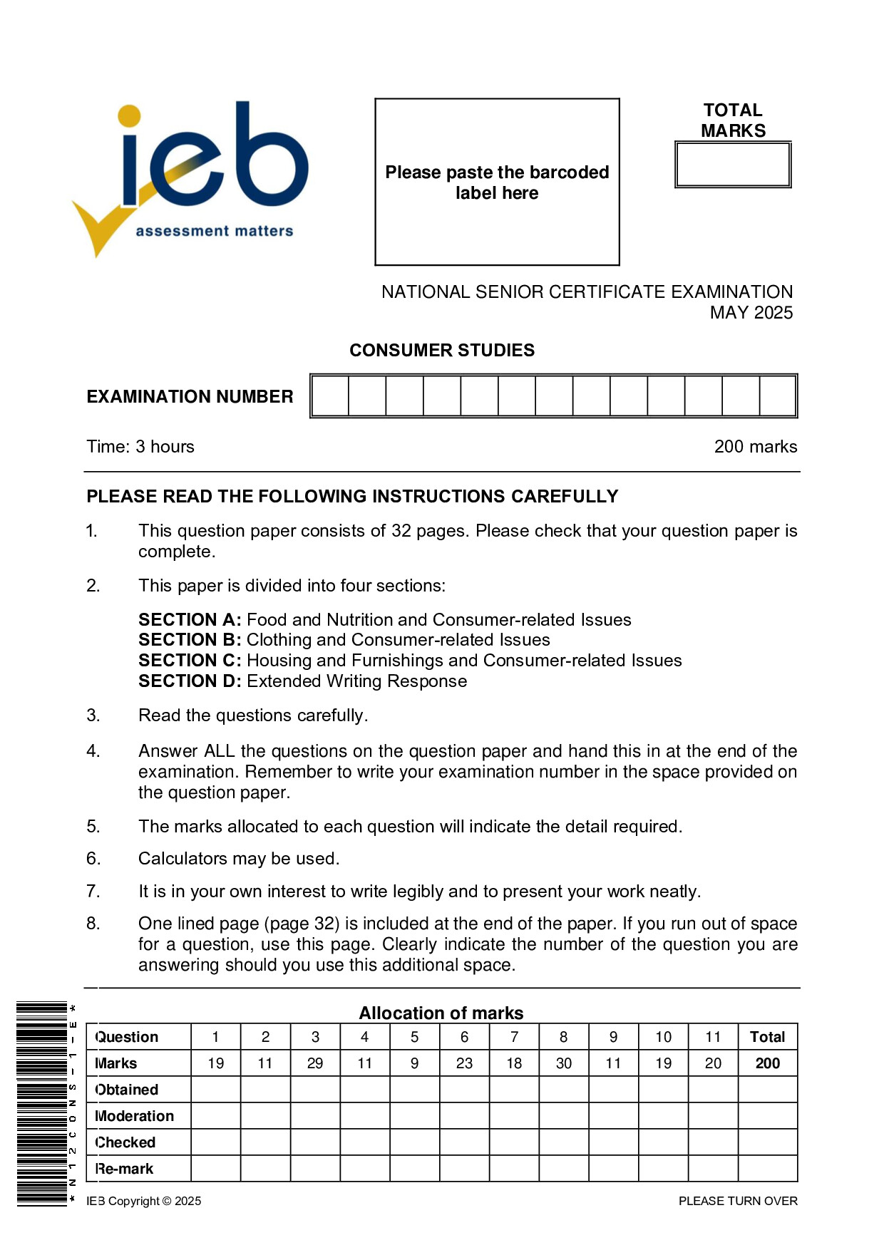 Preview of NSC Consumer Studies May 2025 Gr12