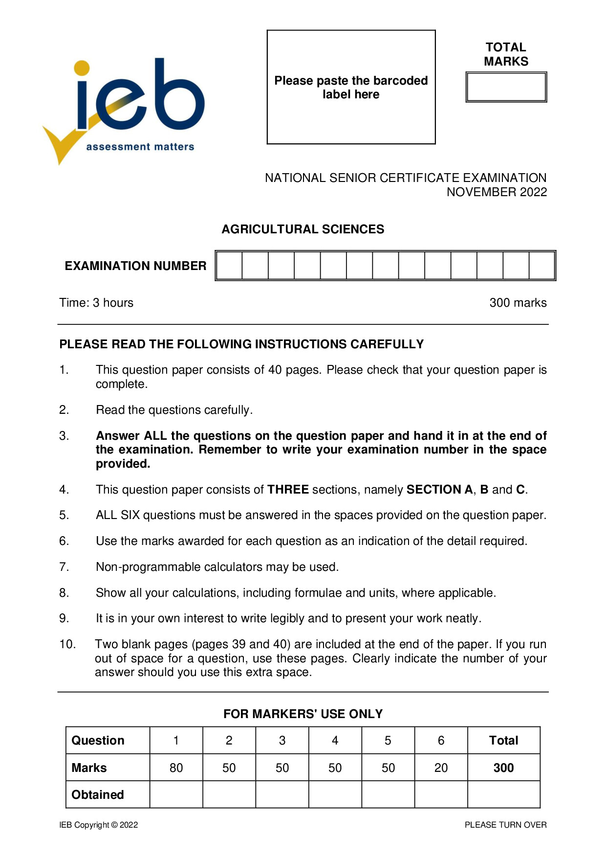 Preview of Agricultural Sciences 2022 Gr12