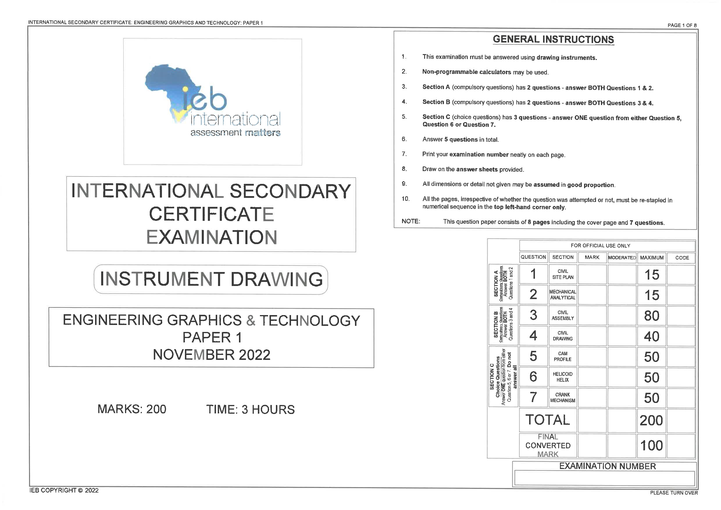 Preview of ISC Engineering Graphics and Technology P1 Gr12
