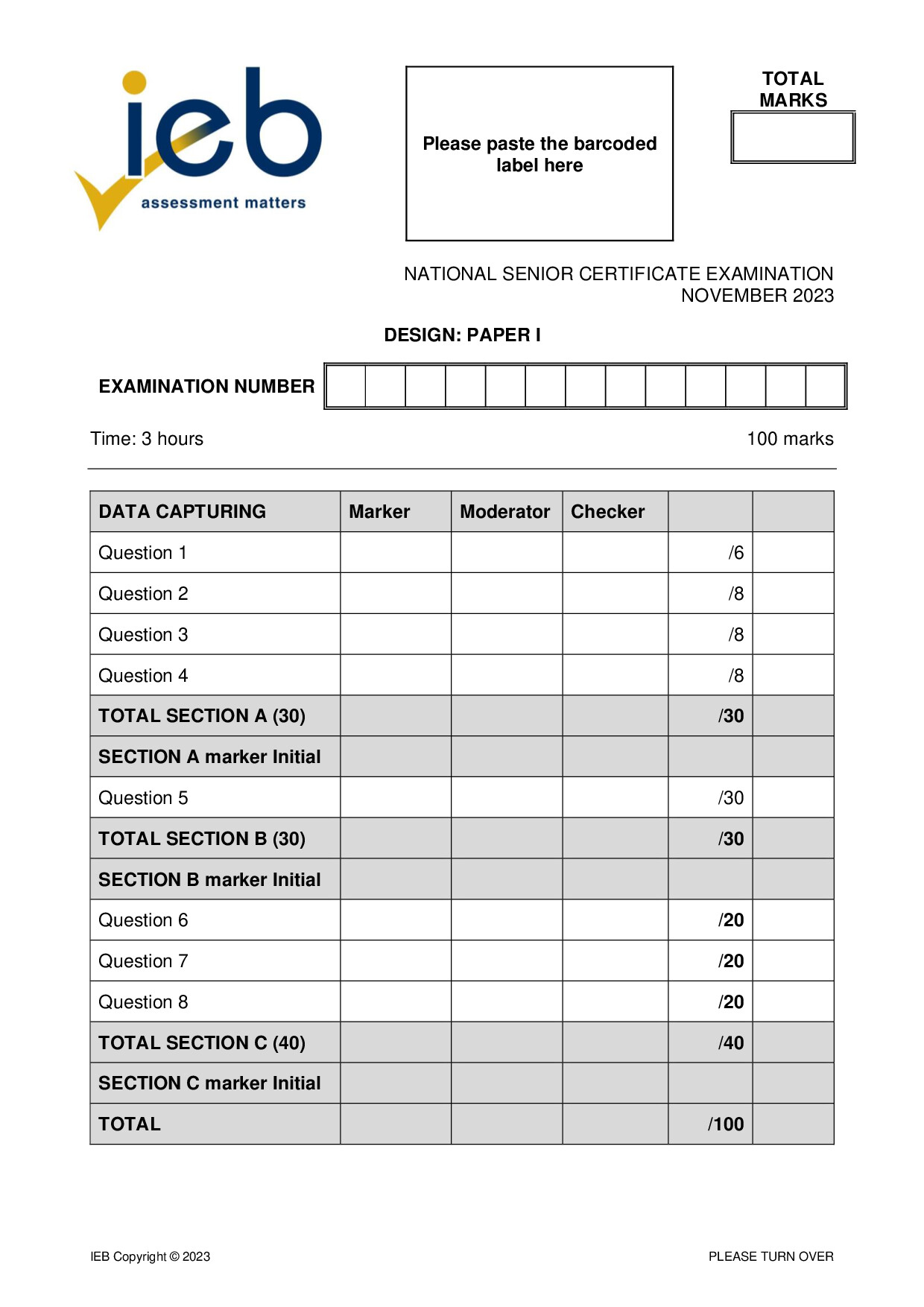 Preview of NSC Design P1 2023 Gr12