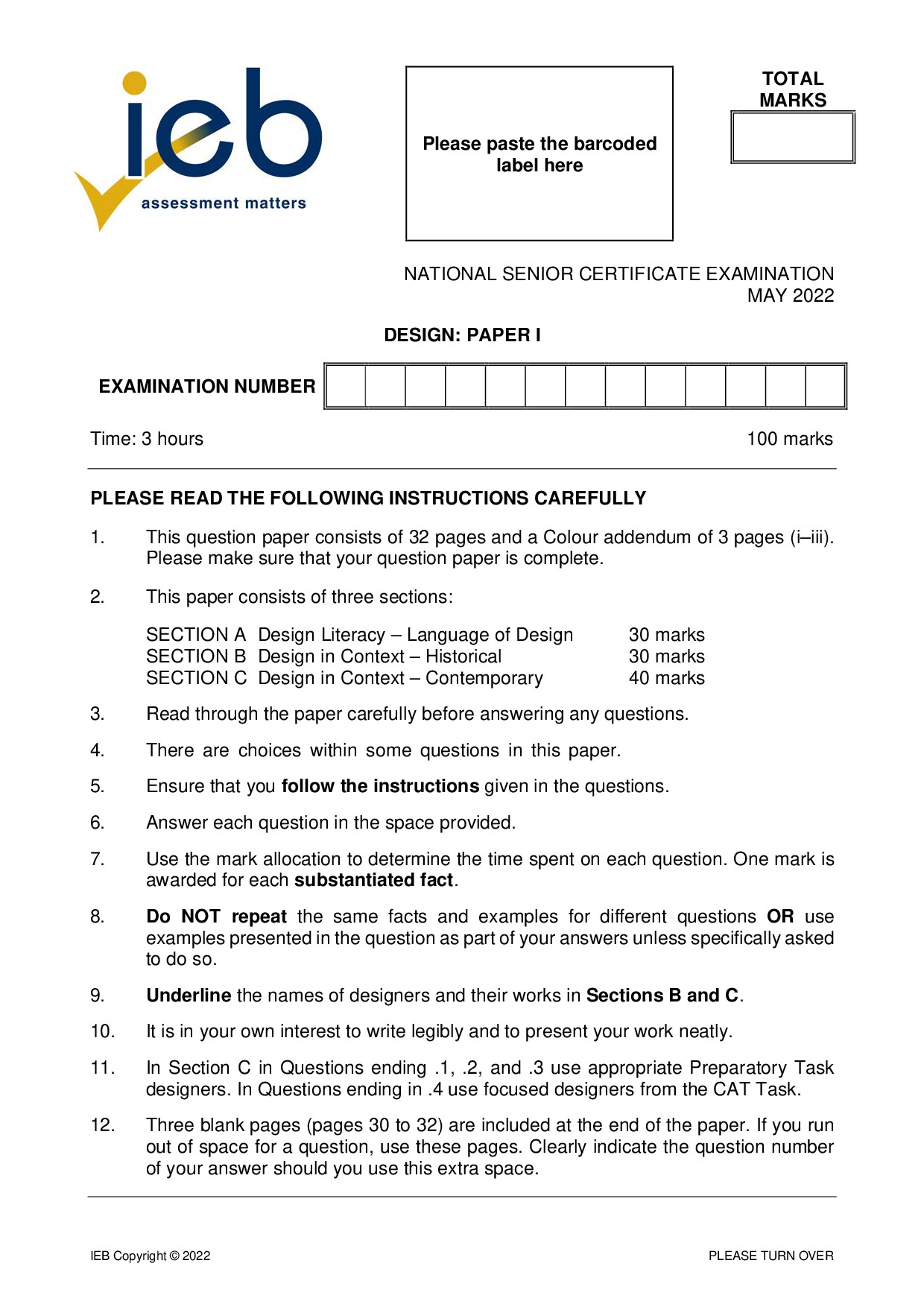 Preview of Design P1 May 2022 Gr12