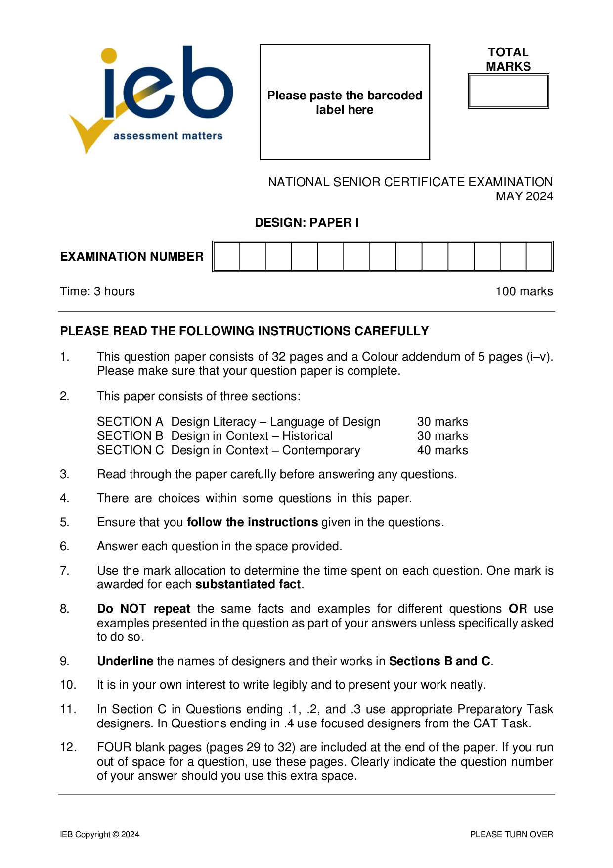 Preview of NSC Design P1 May 2024 Gr12