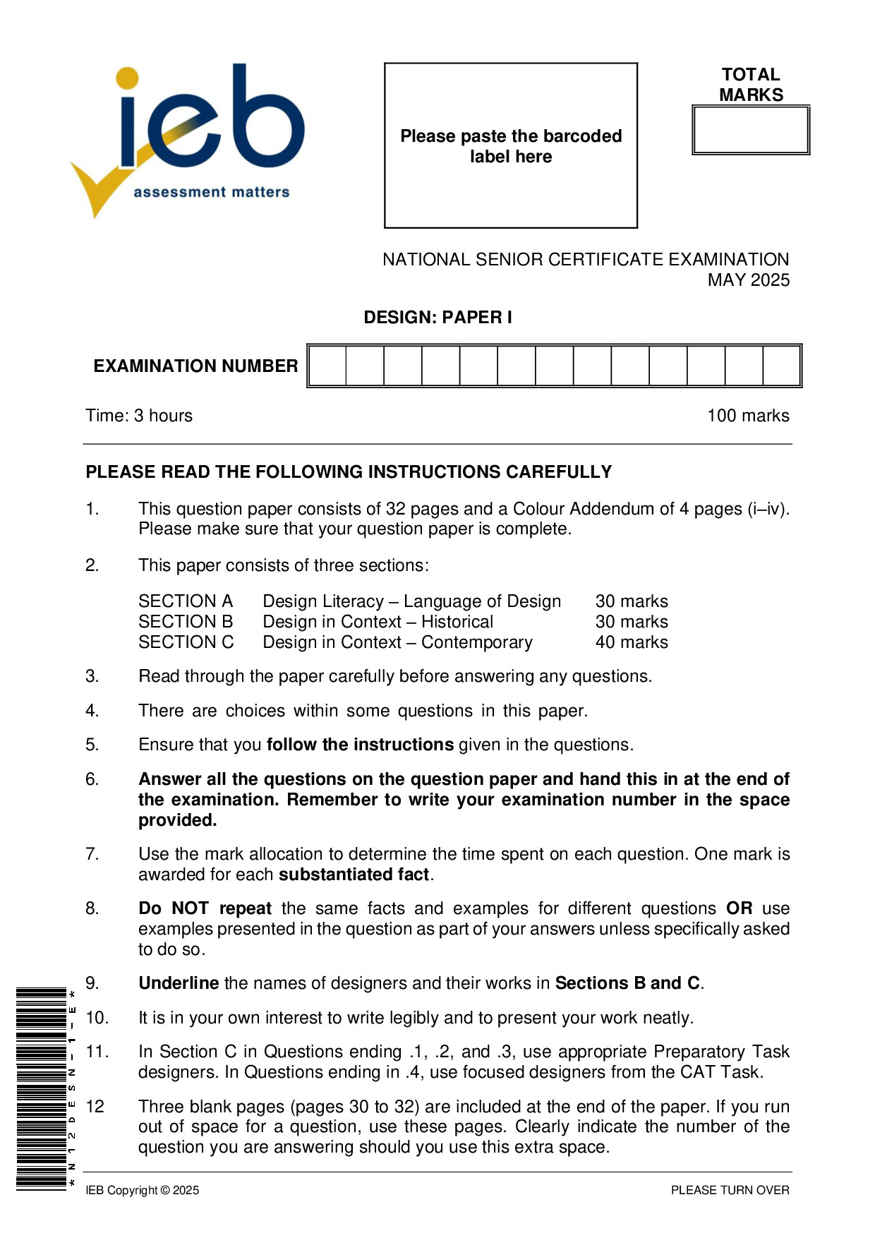 Preview of NSC Design P1 May 2025 Gr12