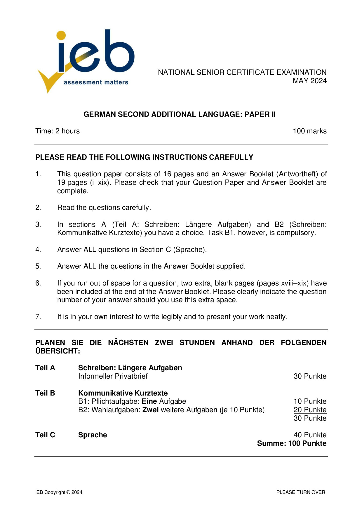 Preview of NSC German SAL P2 May 2024 Gr12