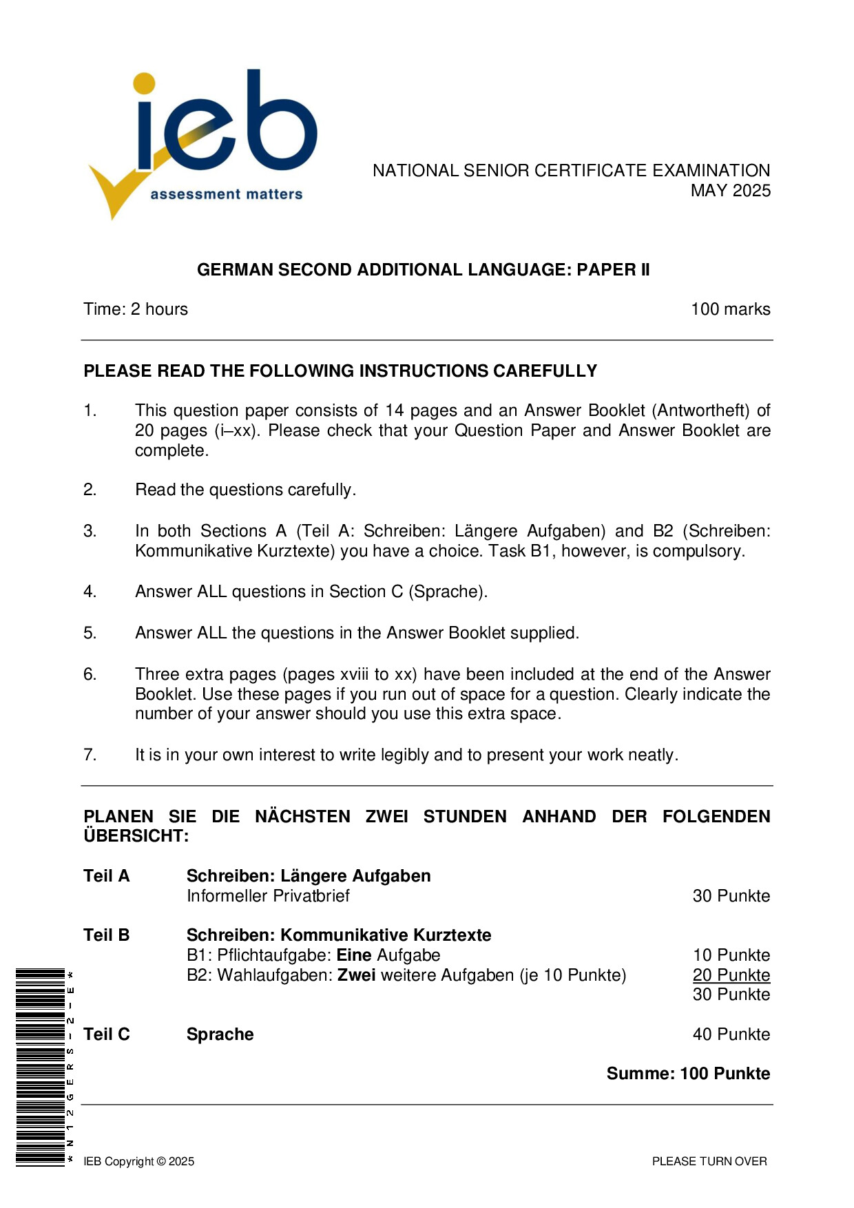 Preview of NSC German SAL P2 May 2025 Gr12