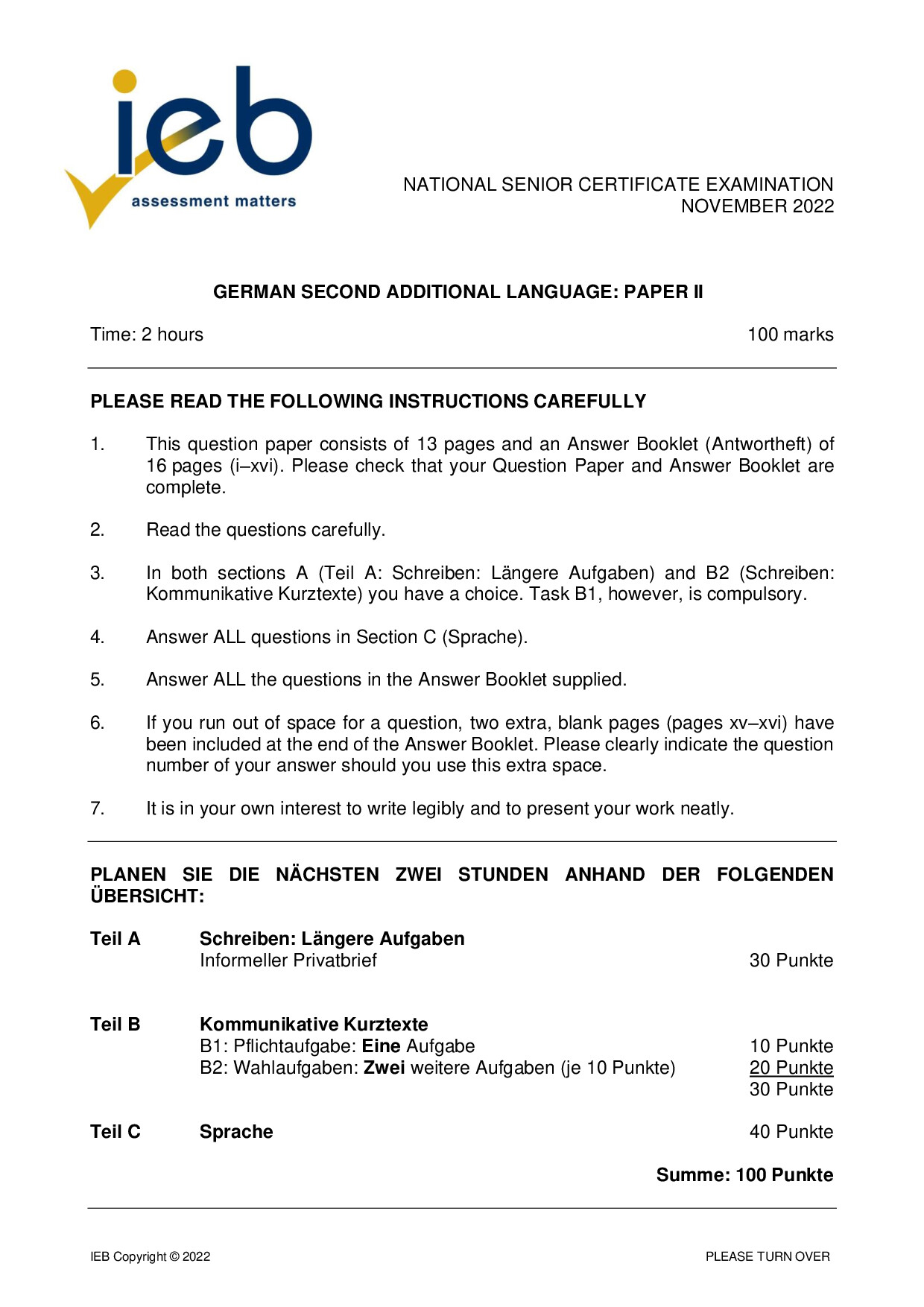 Preview of German SAL P2 2022 Gr12