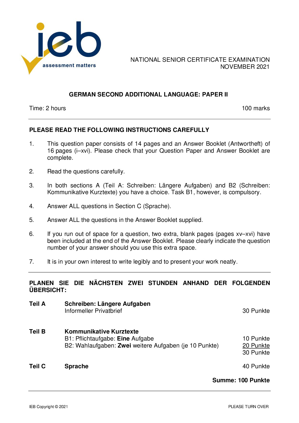 Preview of German SAL P2 2021 Gr12