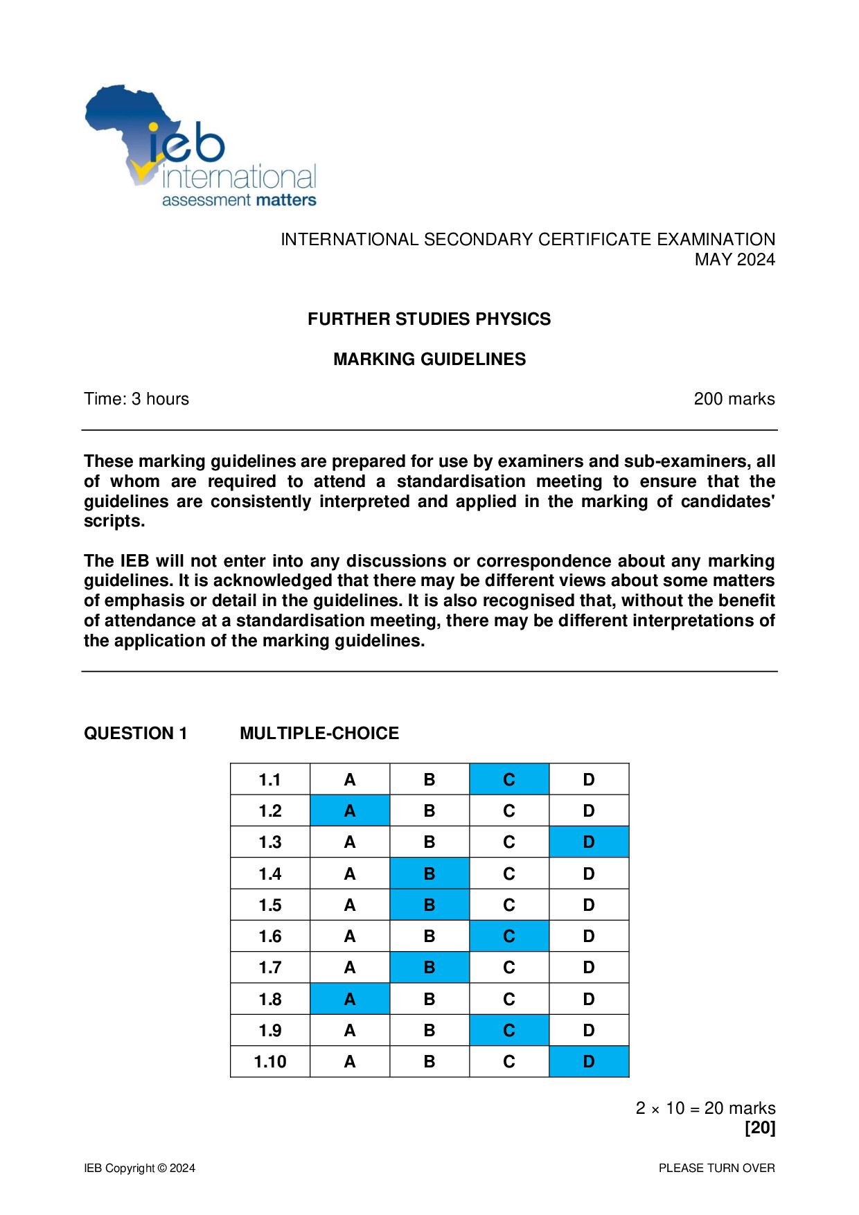 Preview of ISC Further Studies Physics Memo May 2024 Gr12