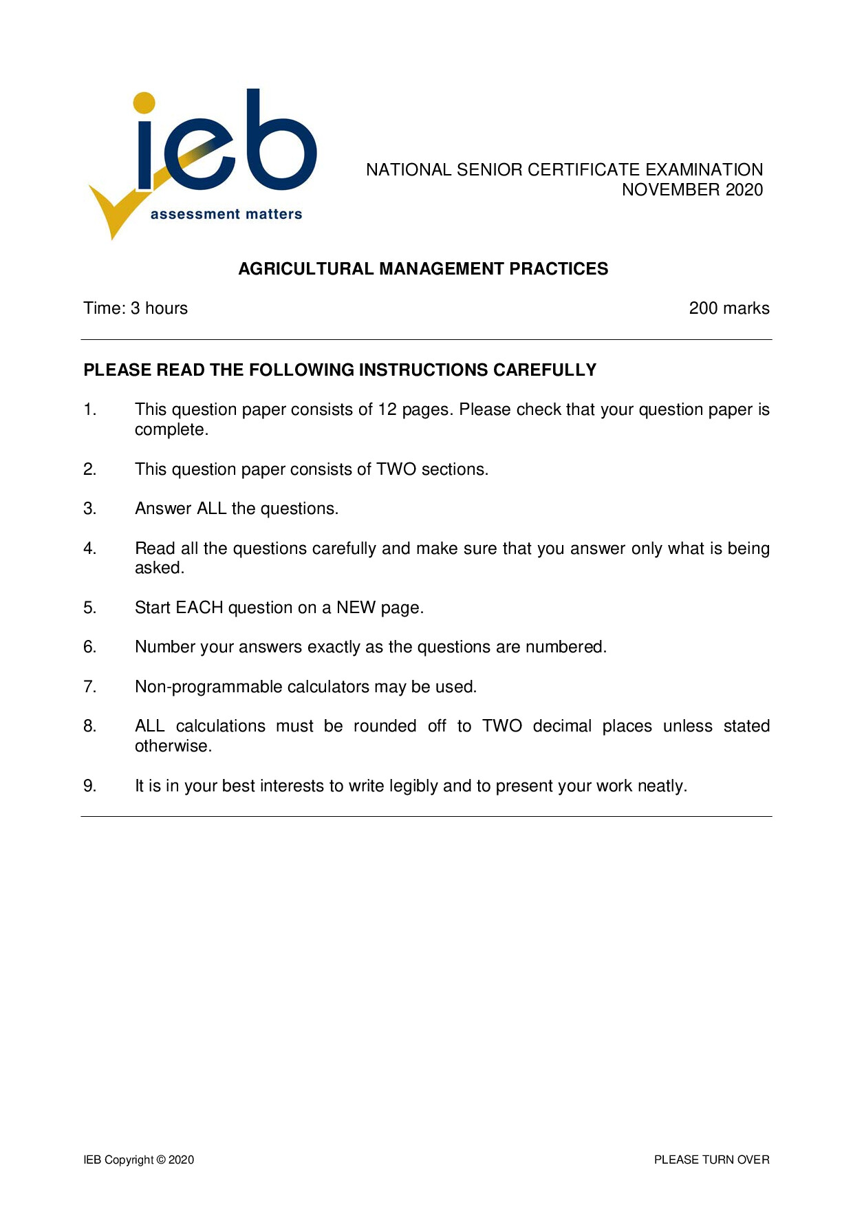 Preview of Agricultural Management Practices 2020 Gr12