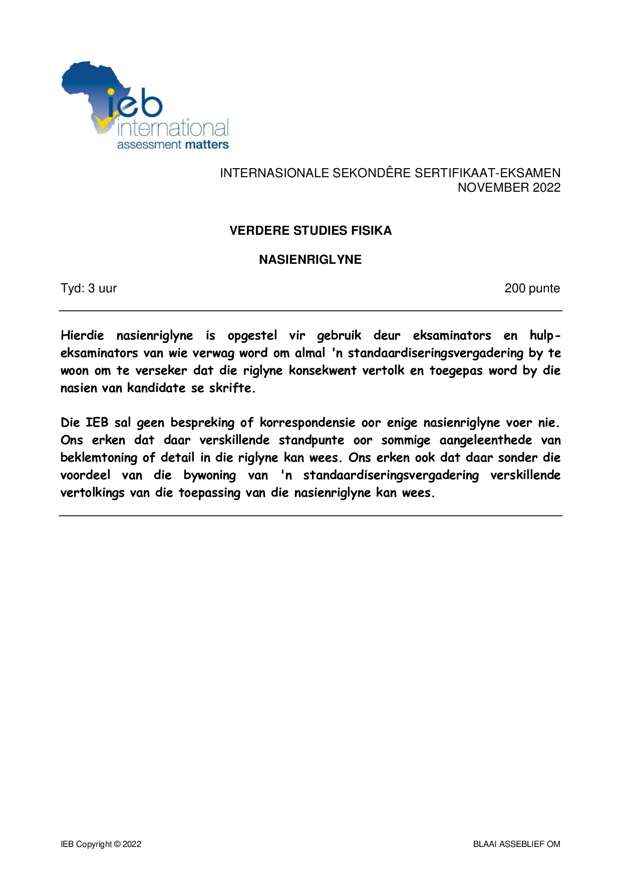 Preview of ISC Further Studies Physics Memo 2022 Afr Gr12