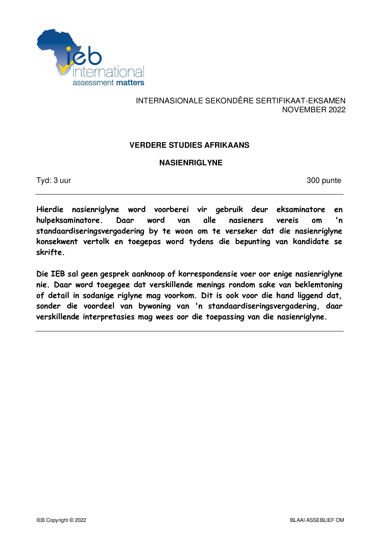 Preview of ISC Further Studies Afrikaans Memo 2022 Gr12