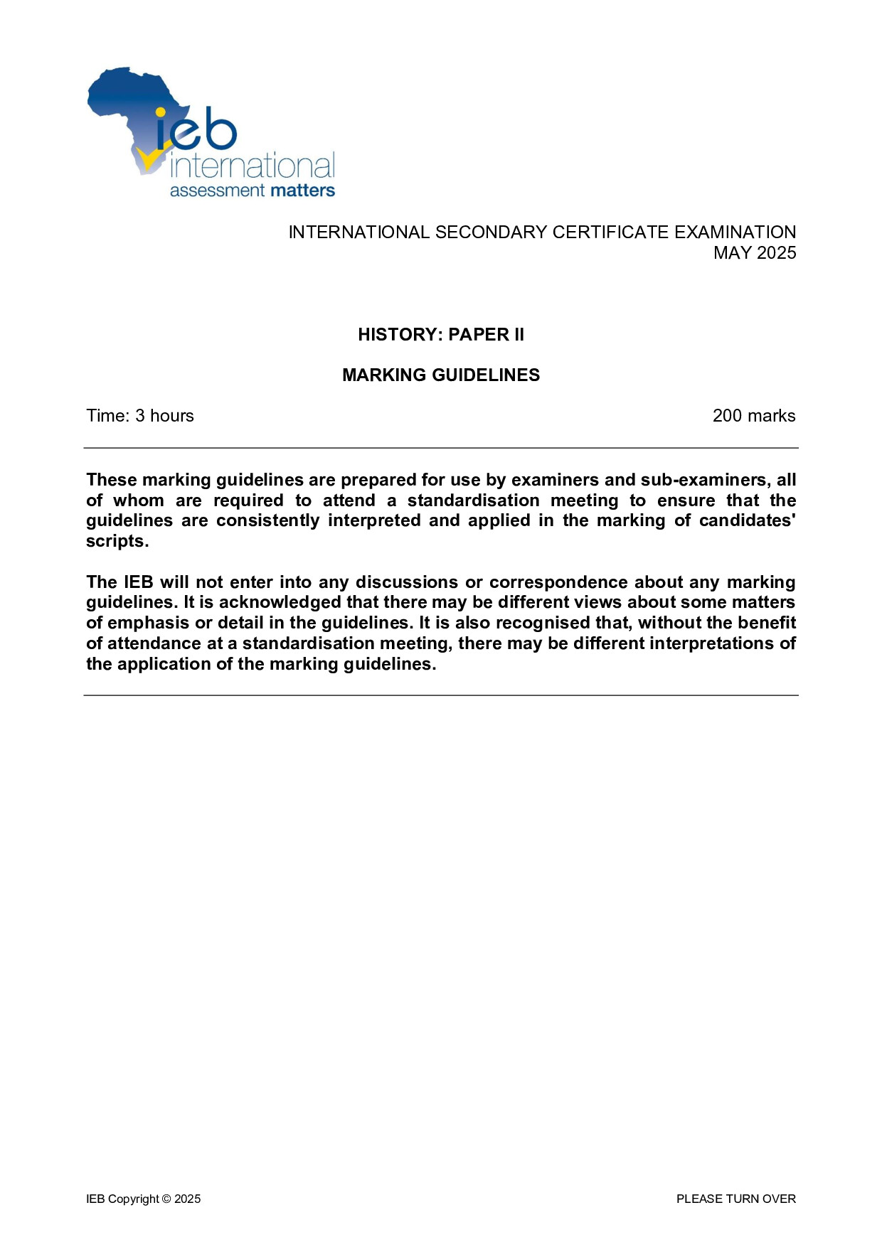 Preview of ISC History P2 Memo May 2025 Gr12