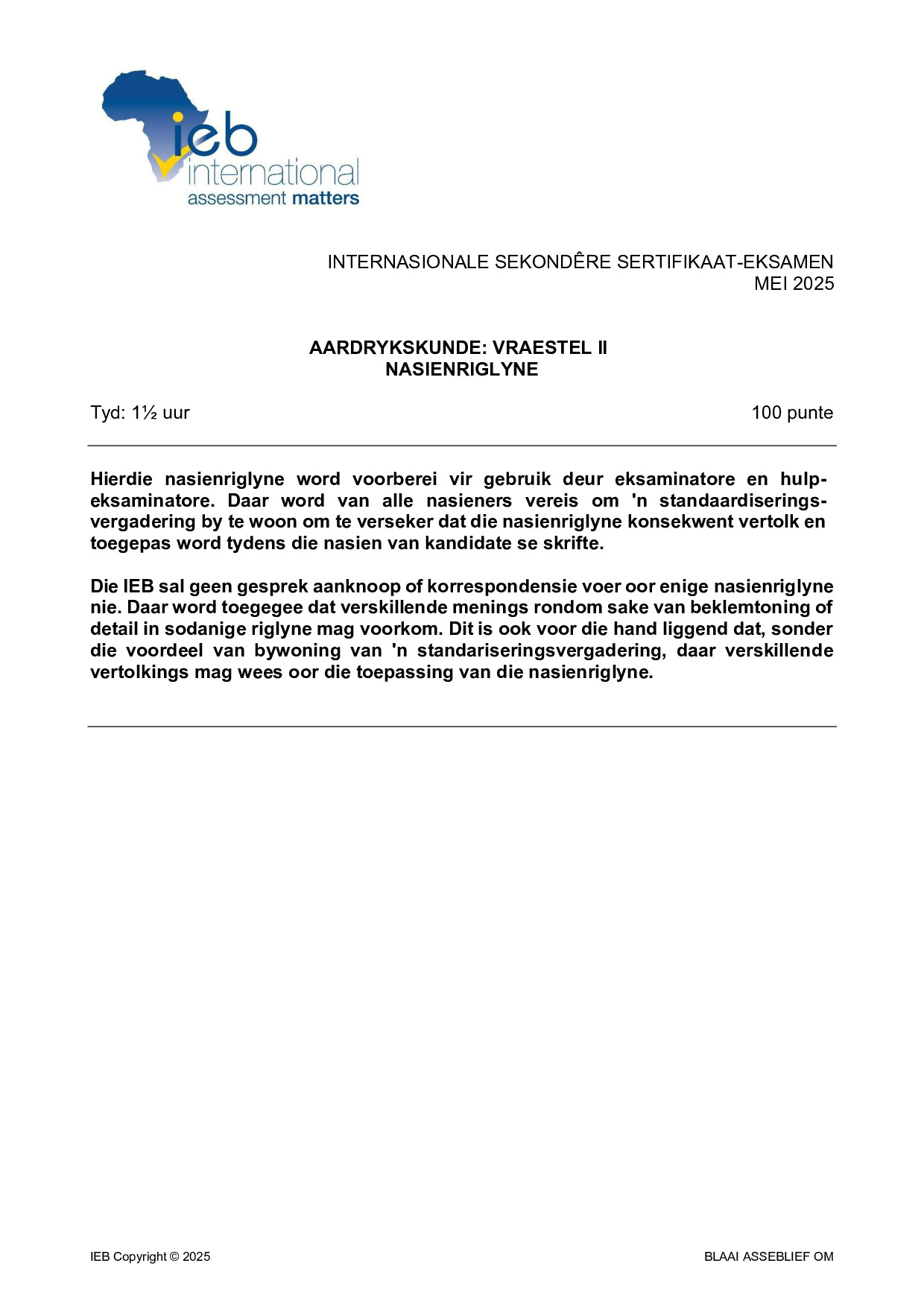 Preview of ISC Geography P2 Memo May 2025 Afr Gr12