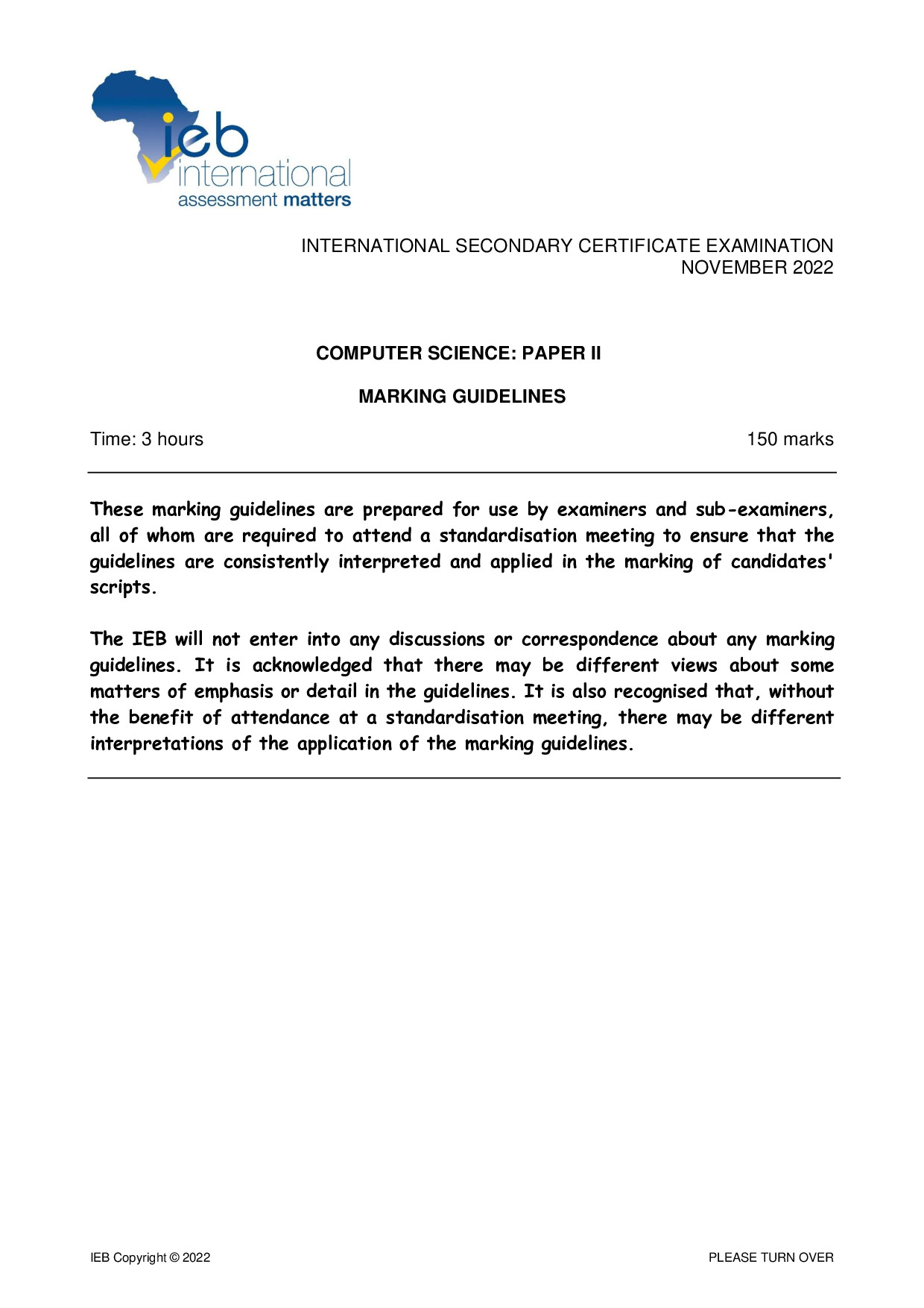 Preview of ISC Computer Science P2 Memo 2022 Gr12