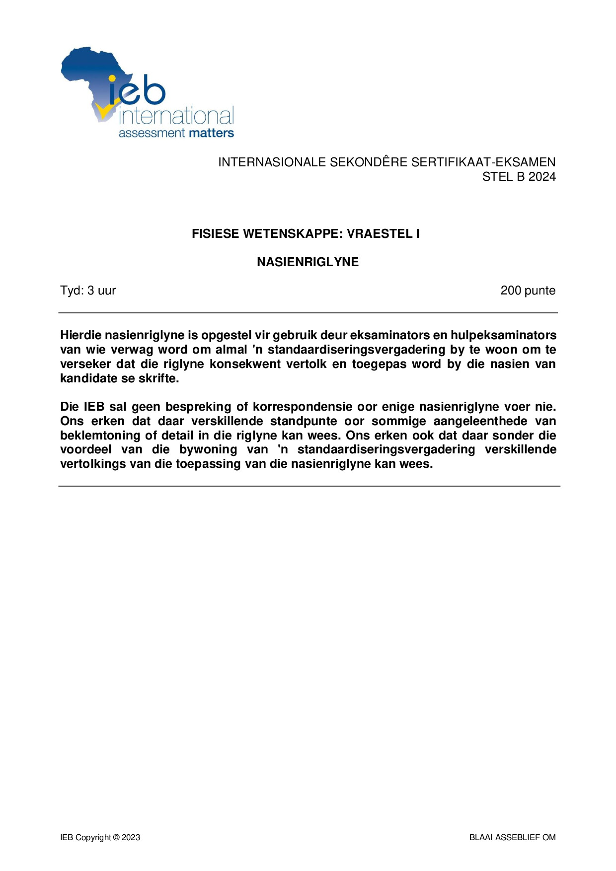 Preview of ISC Physical Sciences P1 Memo May 2024 Afr Gr12