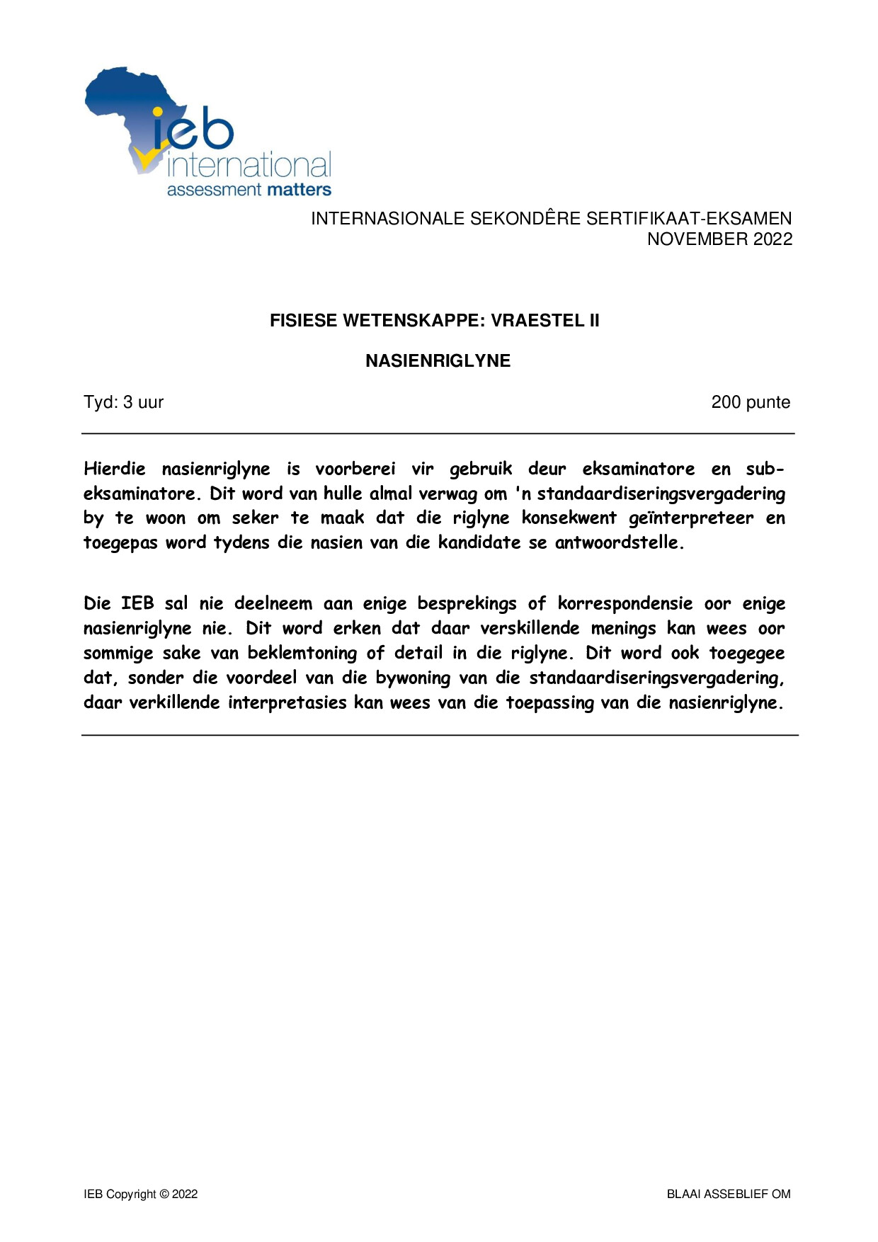 Preview of ISC Physical Sciences P2 Memo 2022 AFR Gr12