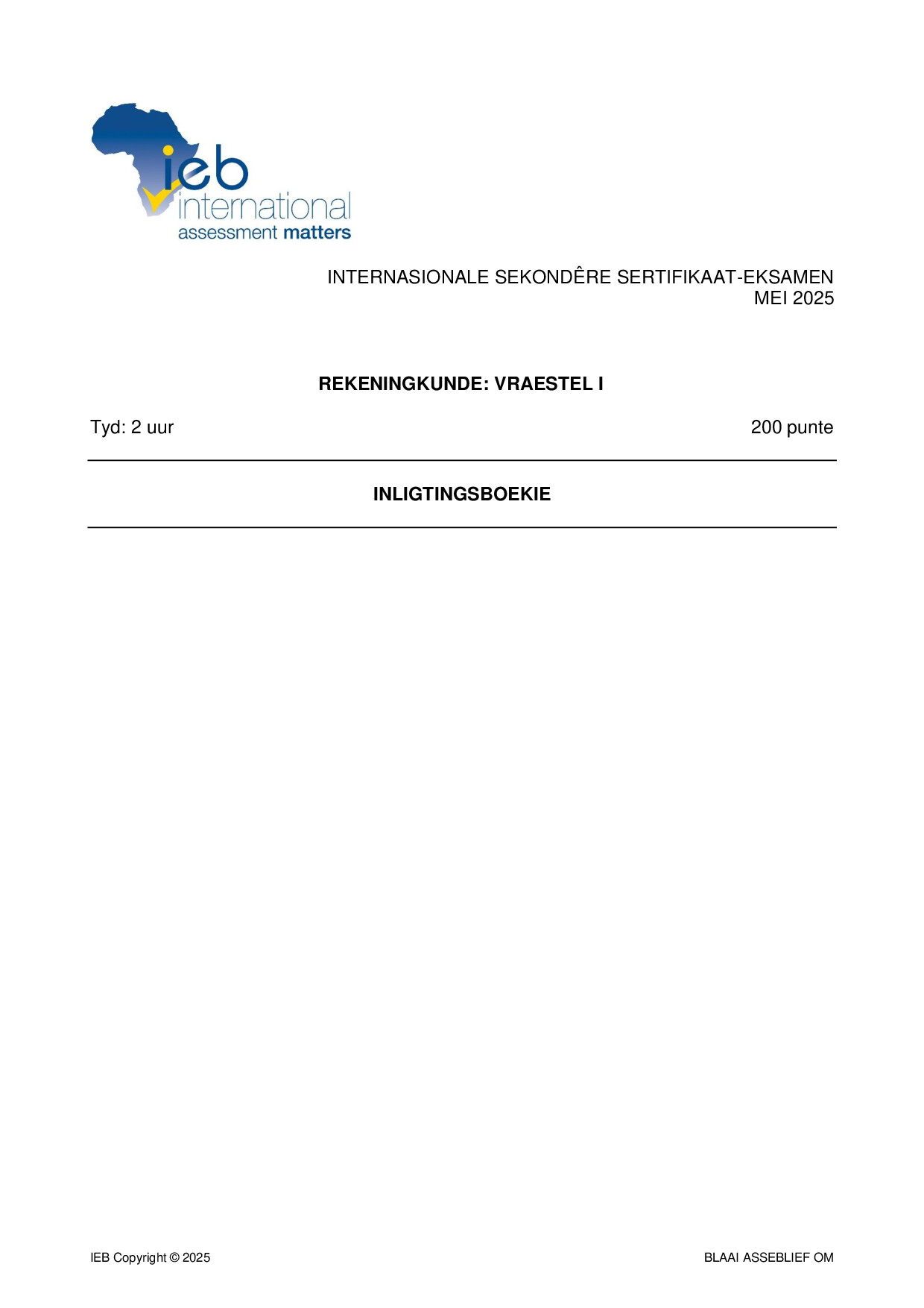 Preview of ISC Accounting P1 Information Booklet May 2025 Afr Gr12