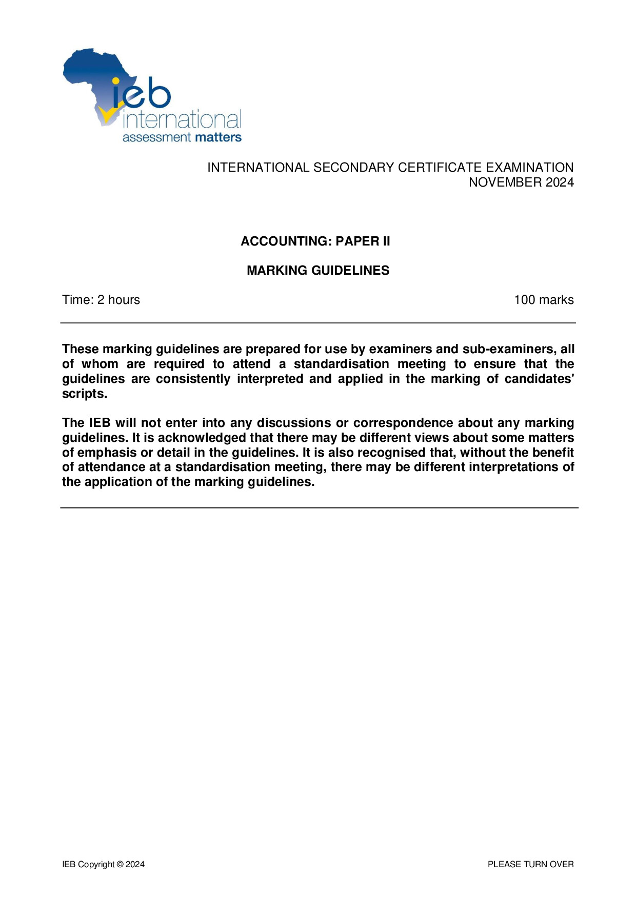 Preview of ISC Accounting P2 Memo 2024 Gr12