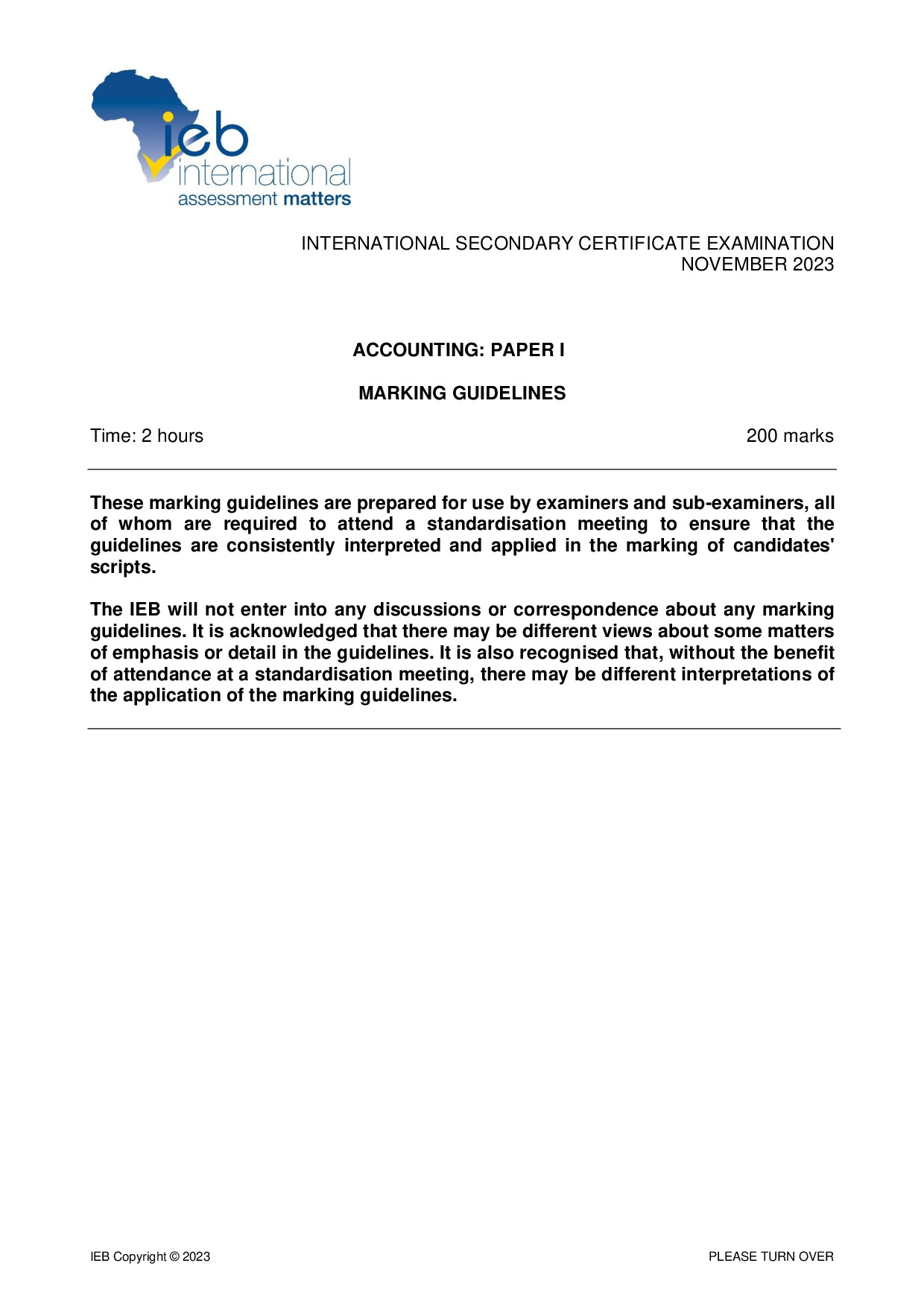 Preview of ISC Accounting P1 Memo 2023 Gr12