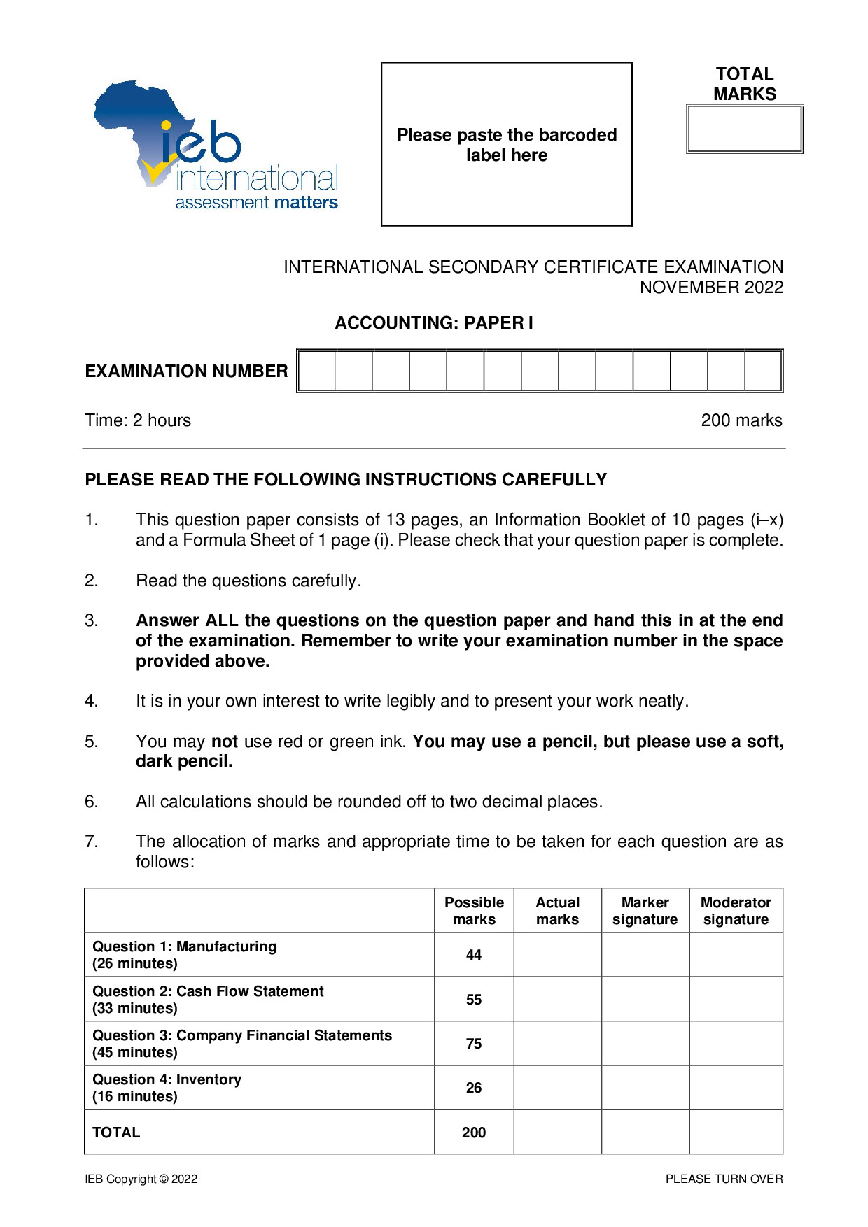 Preview of ISC Accounting P1 2022 Gr12