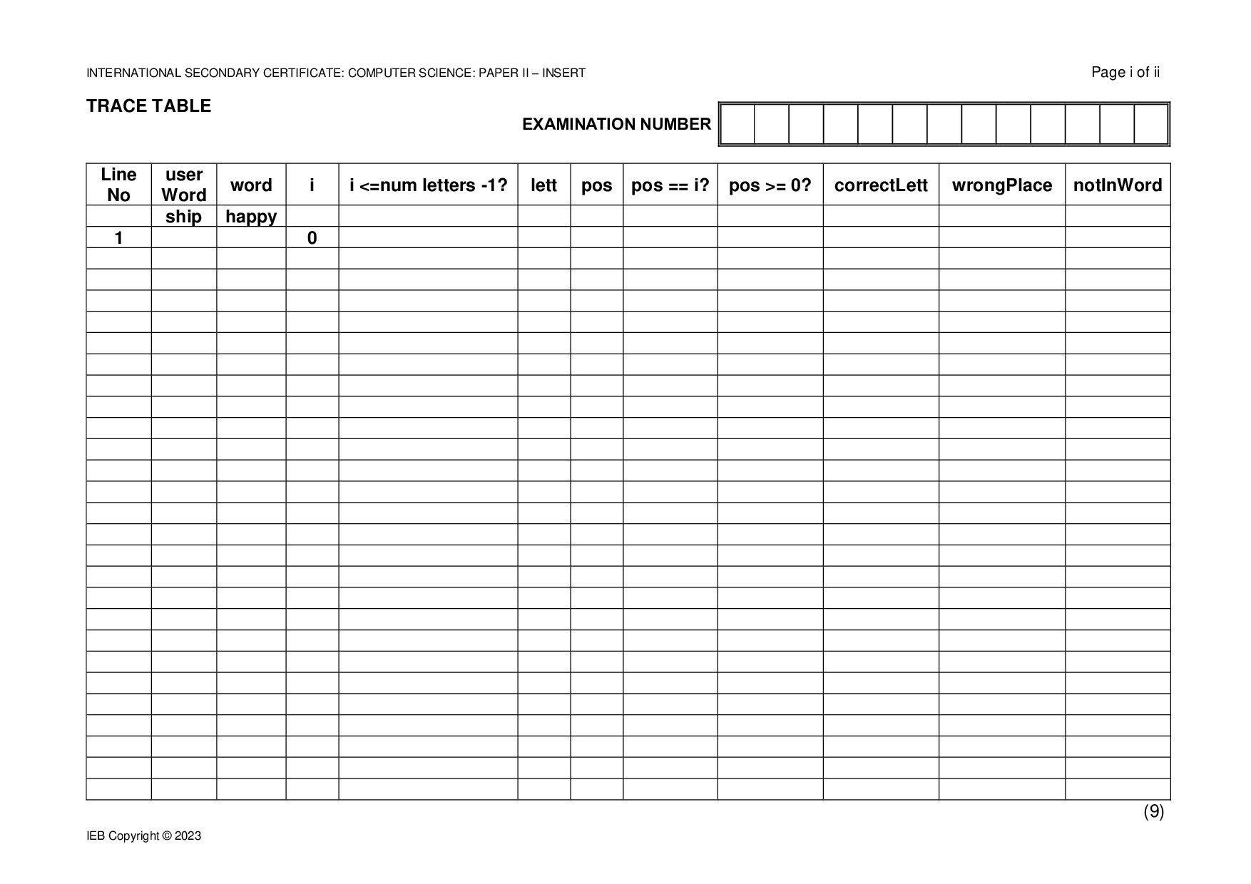 Preview of ISC Computer Sciences P2 Insert 2023 Gr12