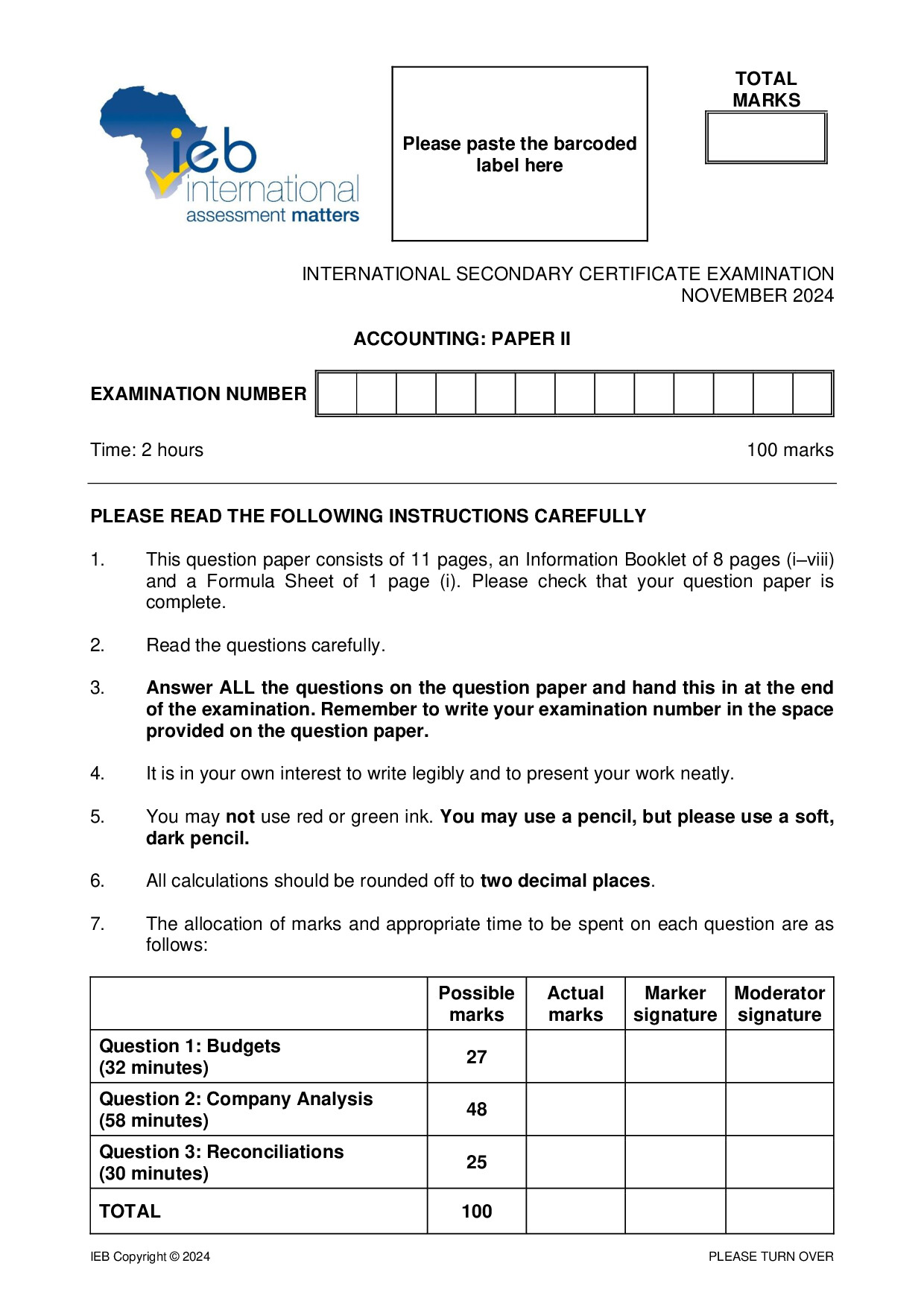 Preview of ISC Accounting P2 2024 Gr12