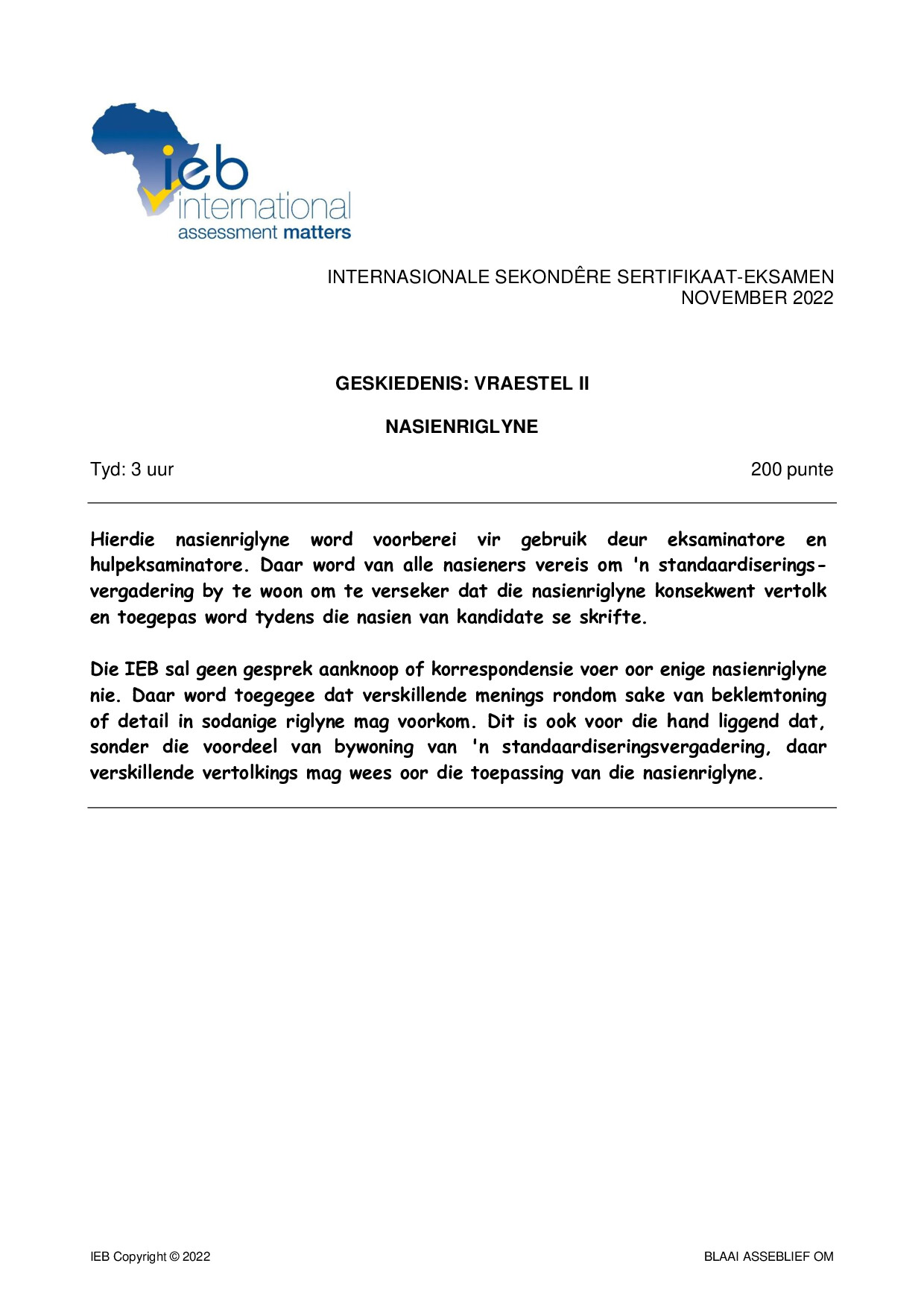 Preview of ISC History P2 Memo 2022 Afr Gr12