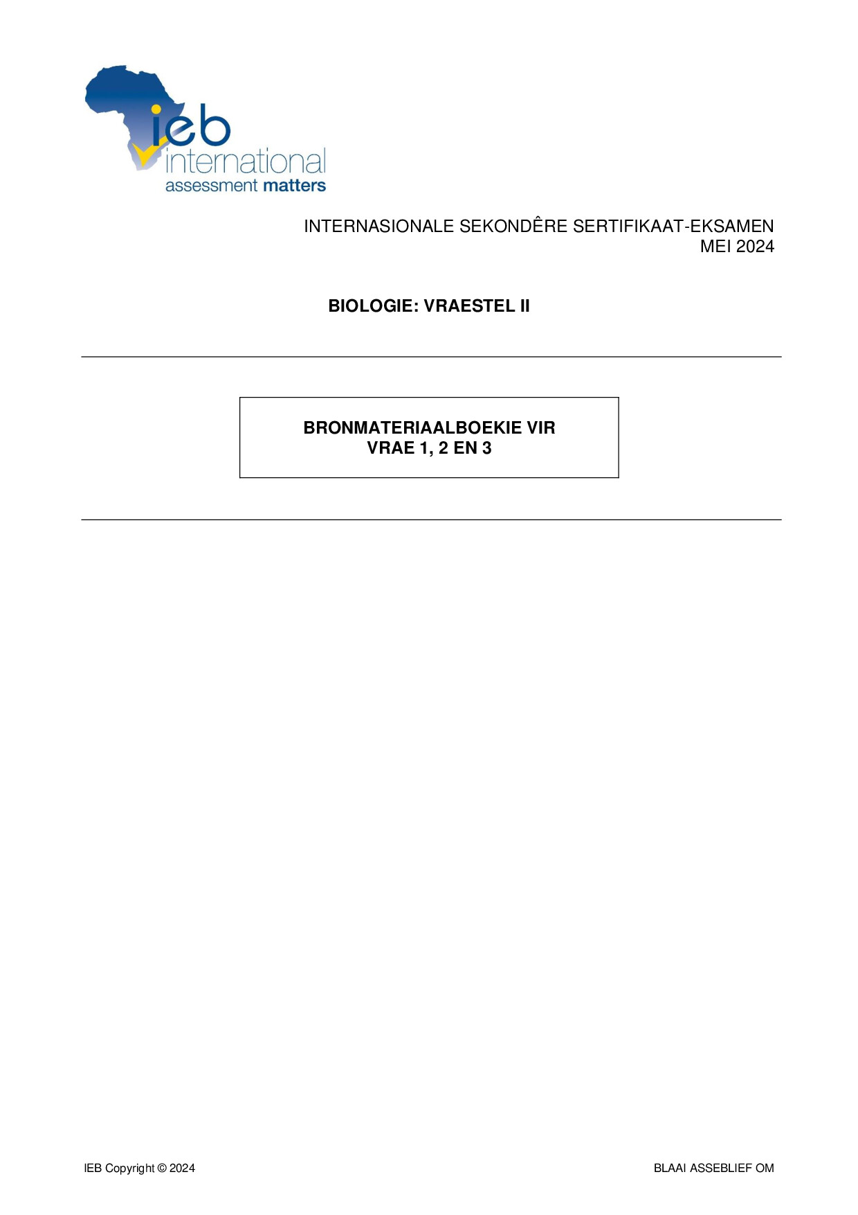 Preview of ISC Biology P2 Source Booklet May 2024 Afr Gr12