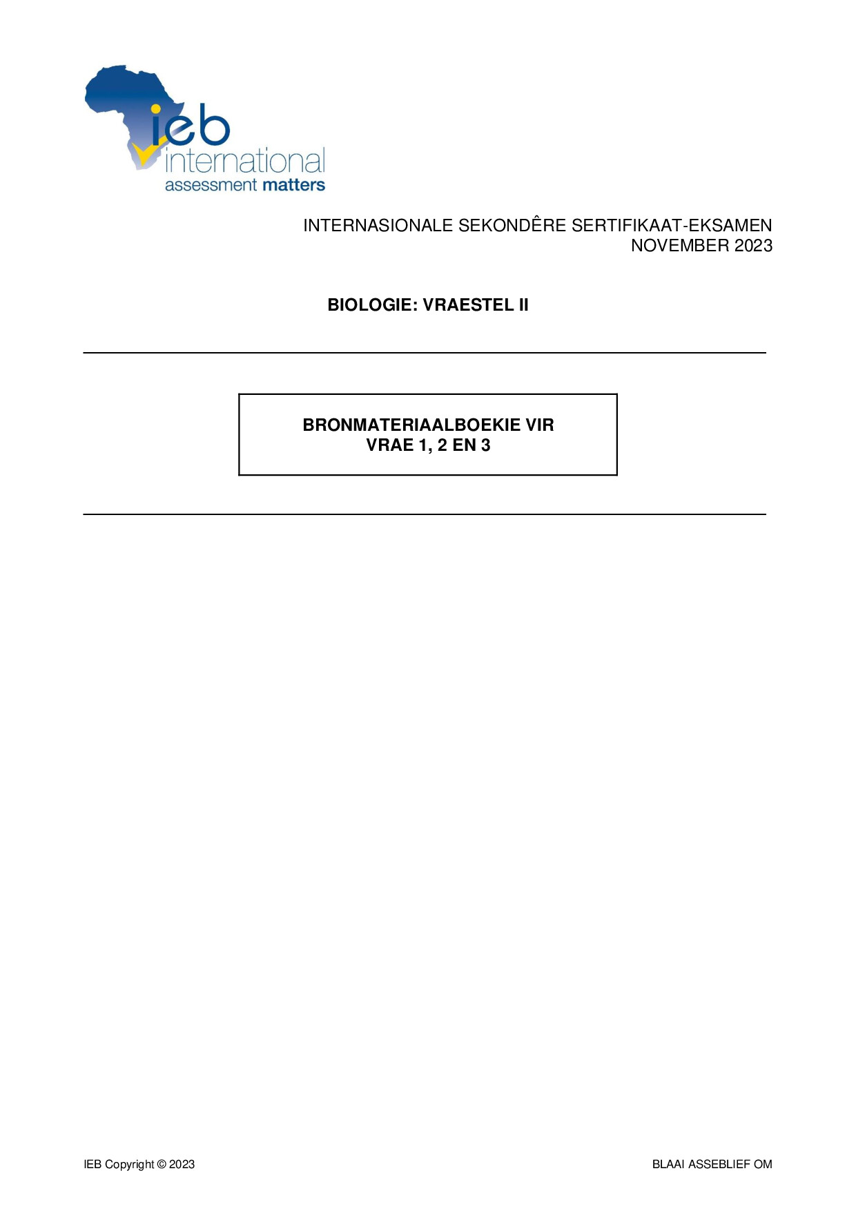 Preview of ISC Biology P2 Source Booklet 2023 Afr Gr12