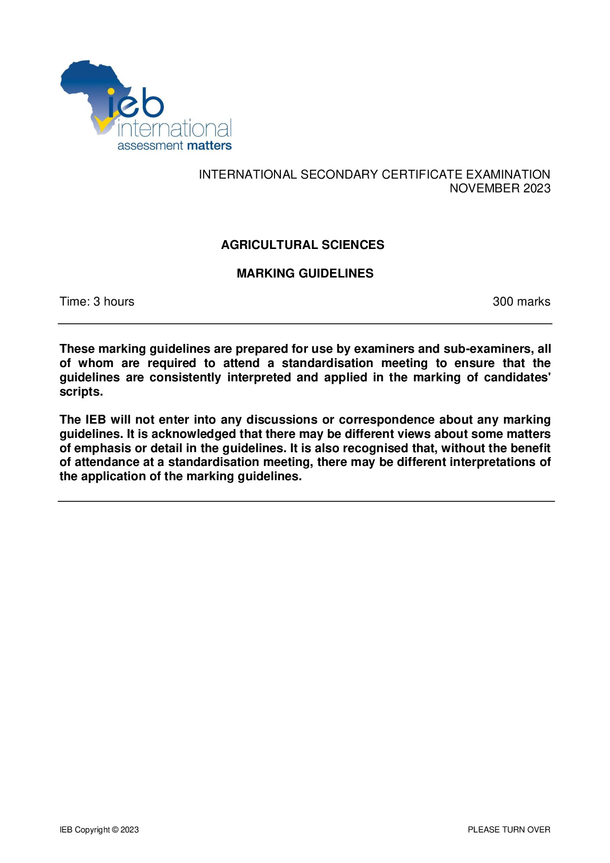 Preview of ISC Agricultural Sciences Memo 2023 Gr12