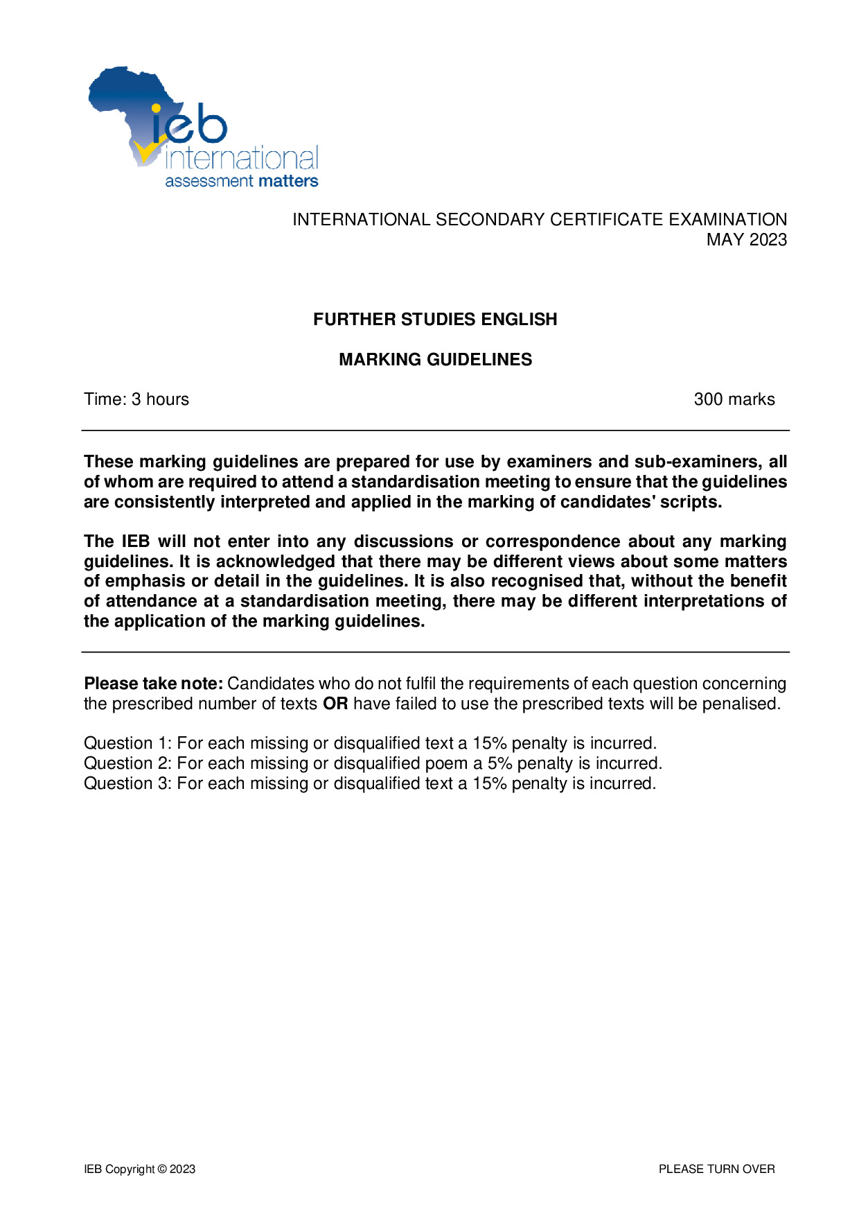 Preview of ISC Further Studies English Memo May 2023 Gr12