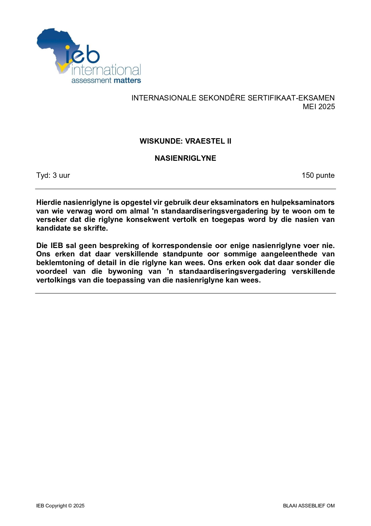 Preview of ISC Mathematics P2 Memo May 2025 Afr Gr12