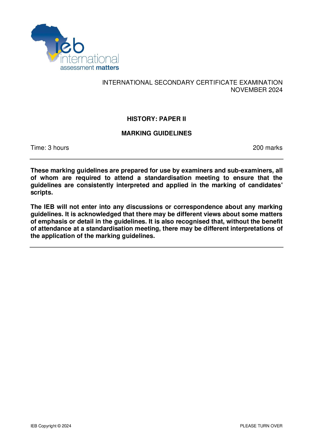 Preview of ISC History P2 Memo 2024 Gr12