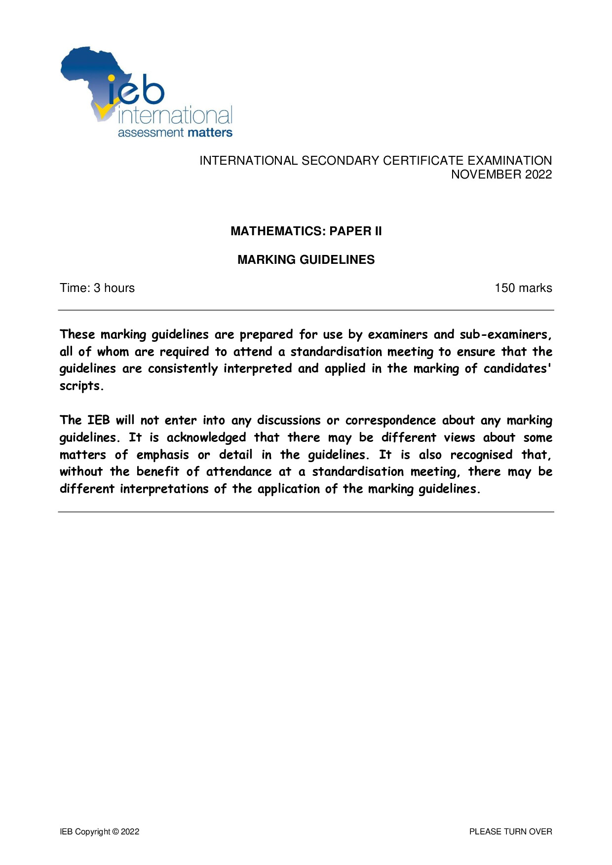 Preview of ISC Mathematics P2 Memo 2022 Gr12
