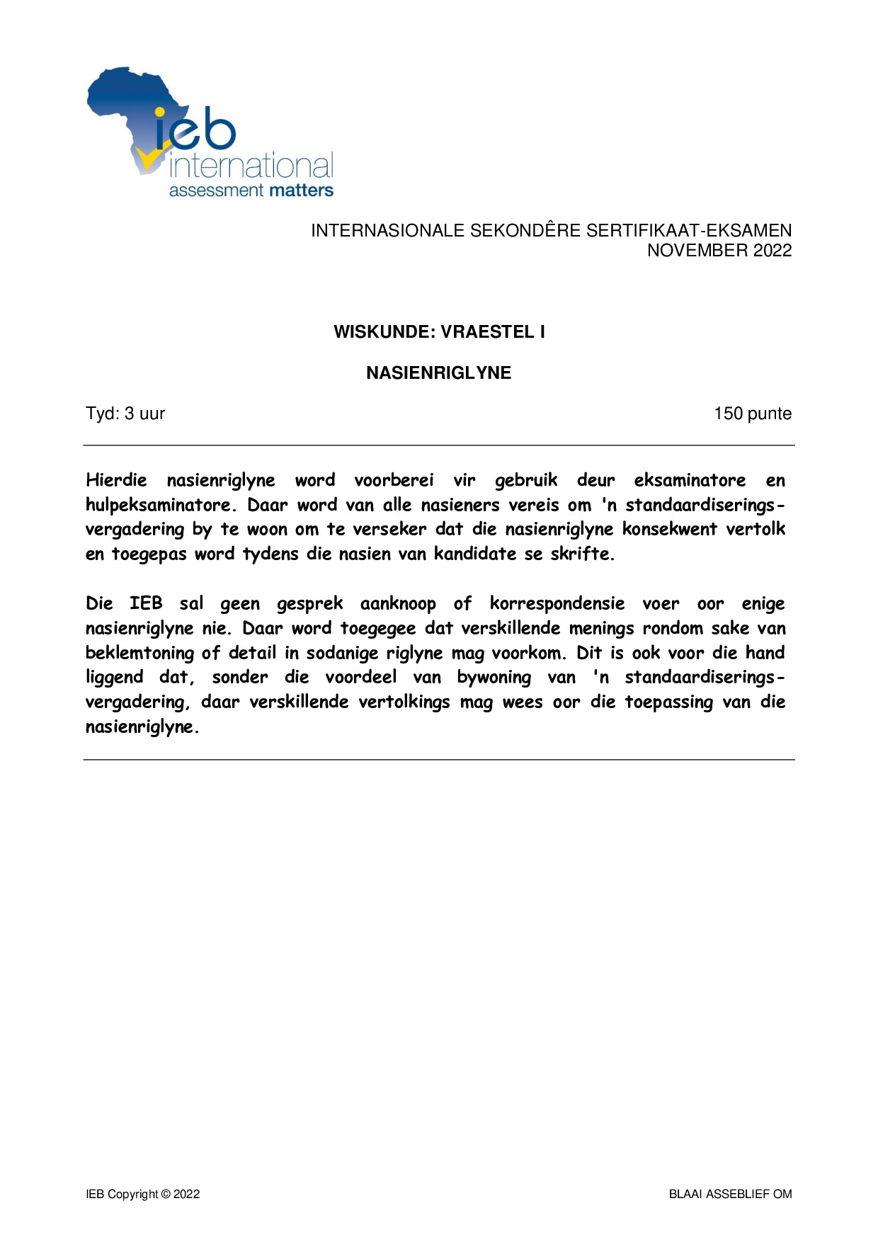 Preview of ISC Mathematics P1 Memo 2022 Afr Gr12
